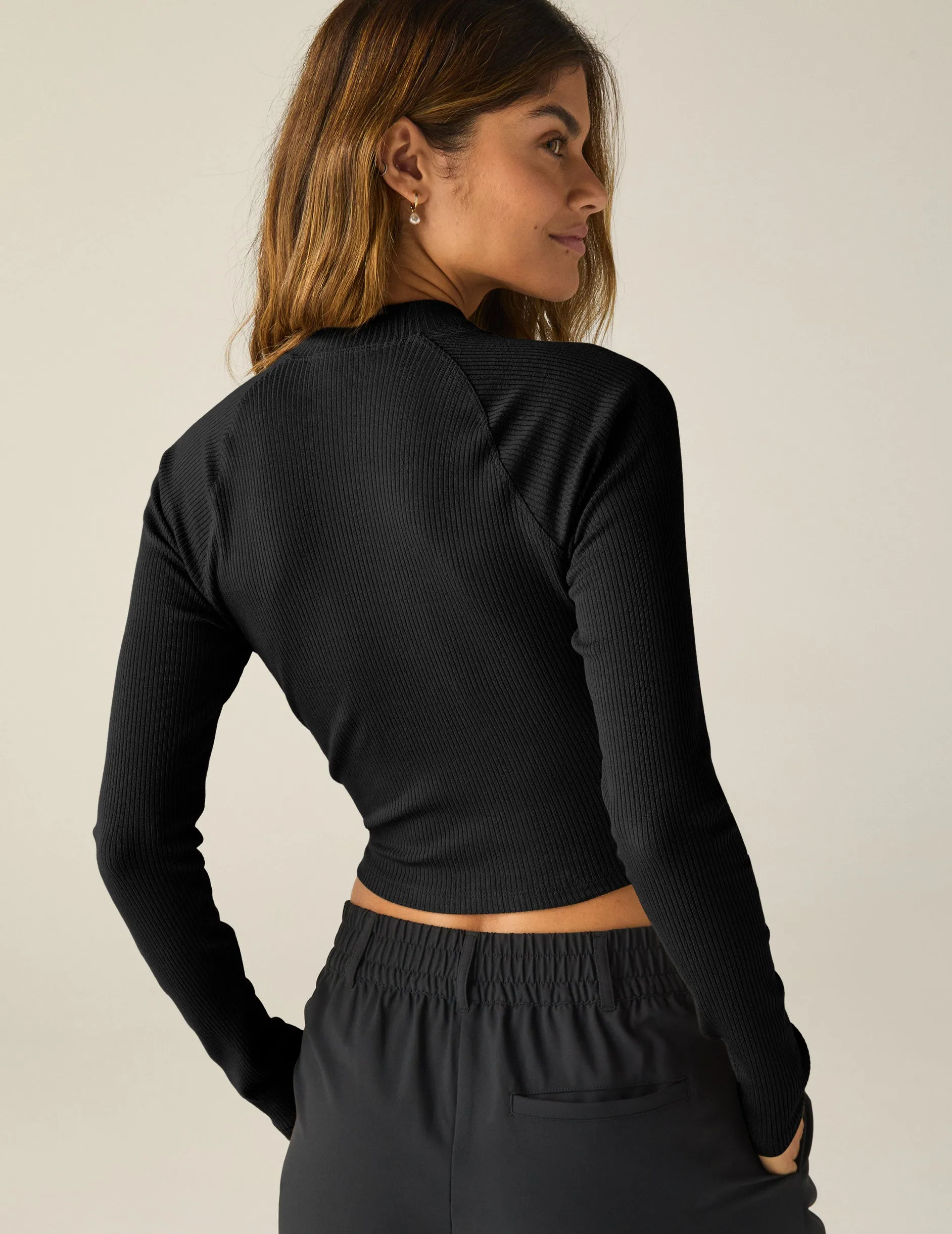 Contours Mock Neck Cropped Top