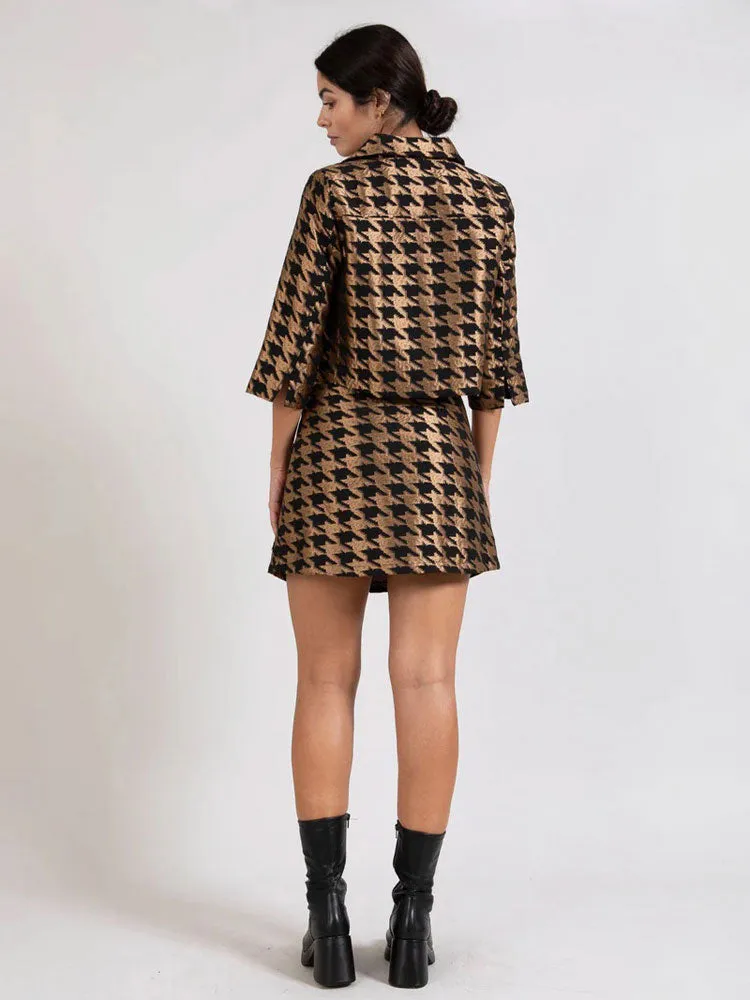 Coster Copenhagen Cropped Houndstooth Jacket Metallic