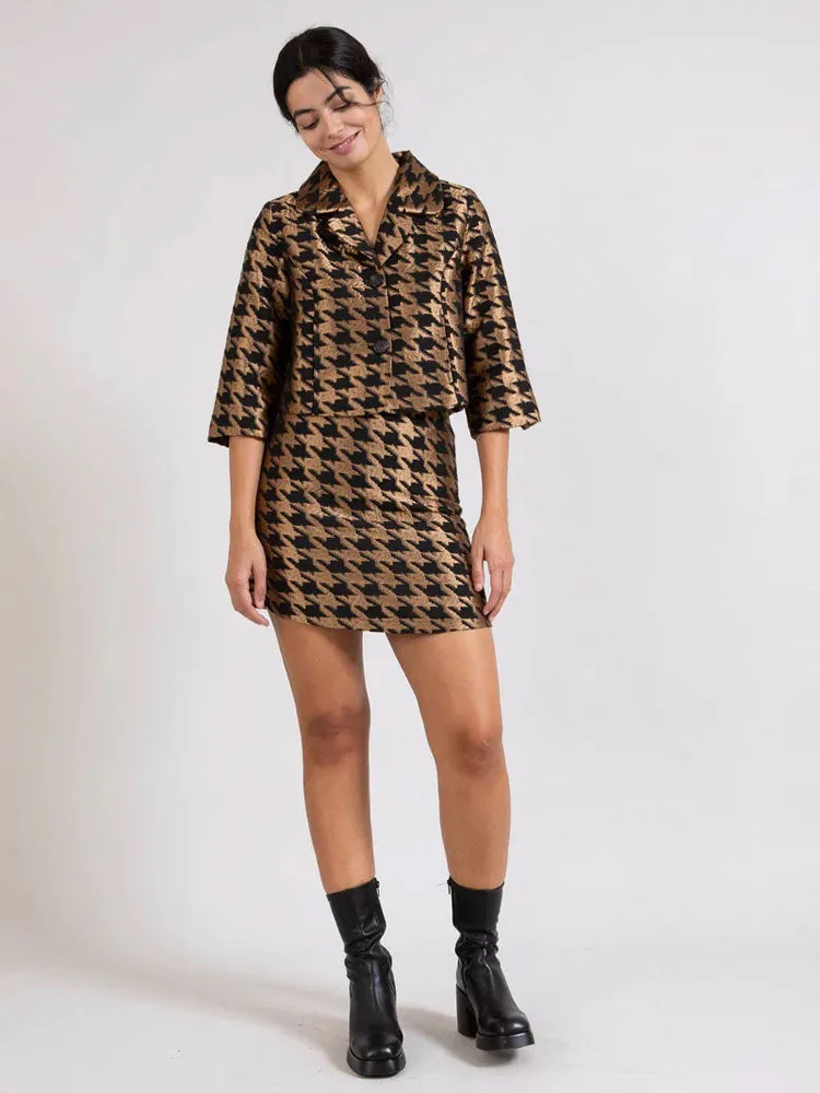 Coster Copenhagen Cropped Houndstooth Jacket Metallic