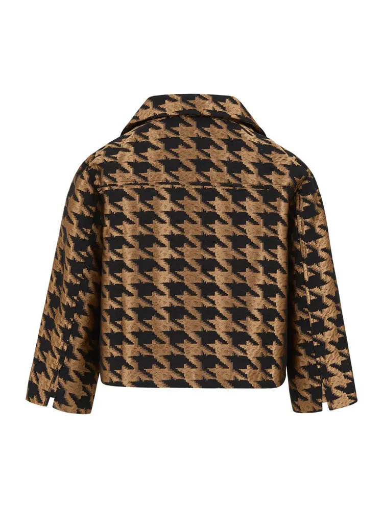 Coster Copenhagen Cropped Houndstooth Jacket Metallic