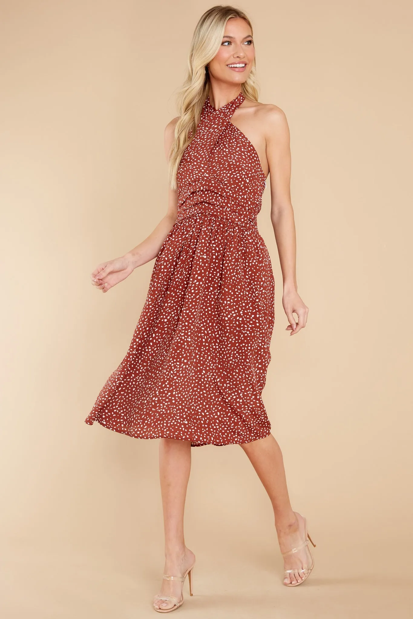 Courtland Brown Sea Pebble Crossover Dress