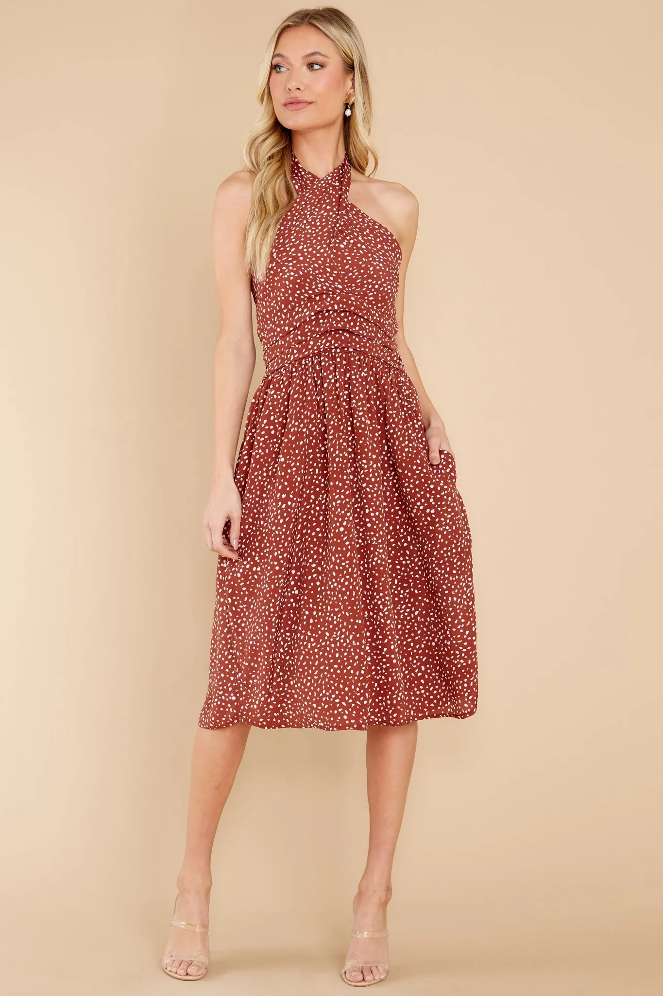 Courtland Brown Sea Pebble Crossover Dress