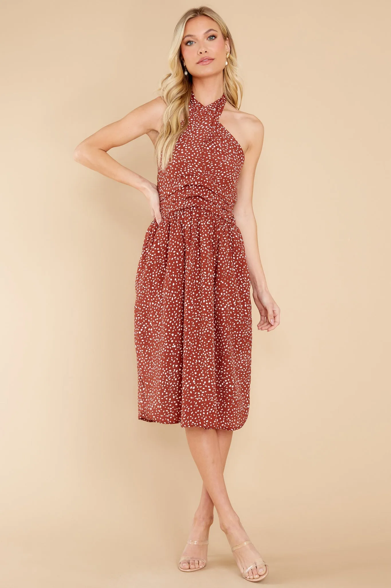 Courtland Brown Sea Pebble Crossover Dress