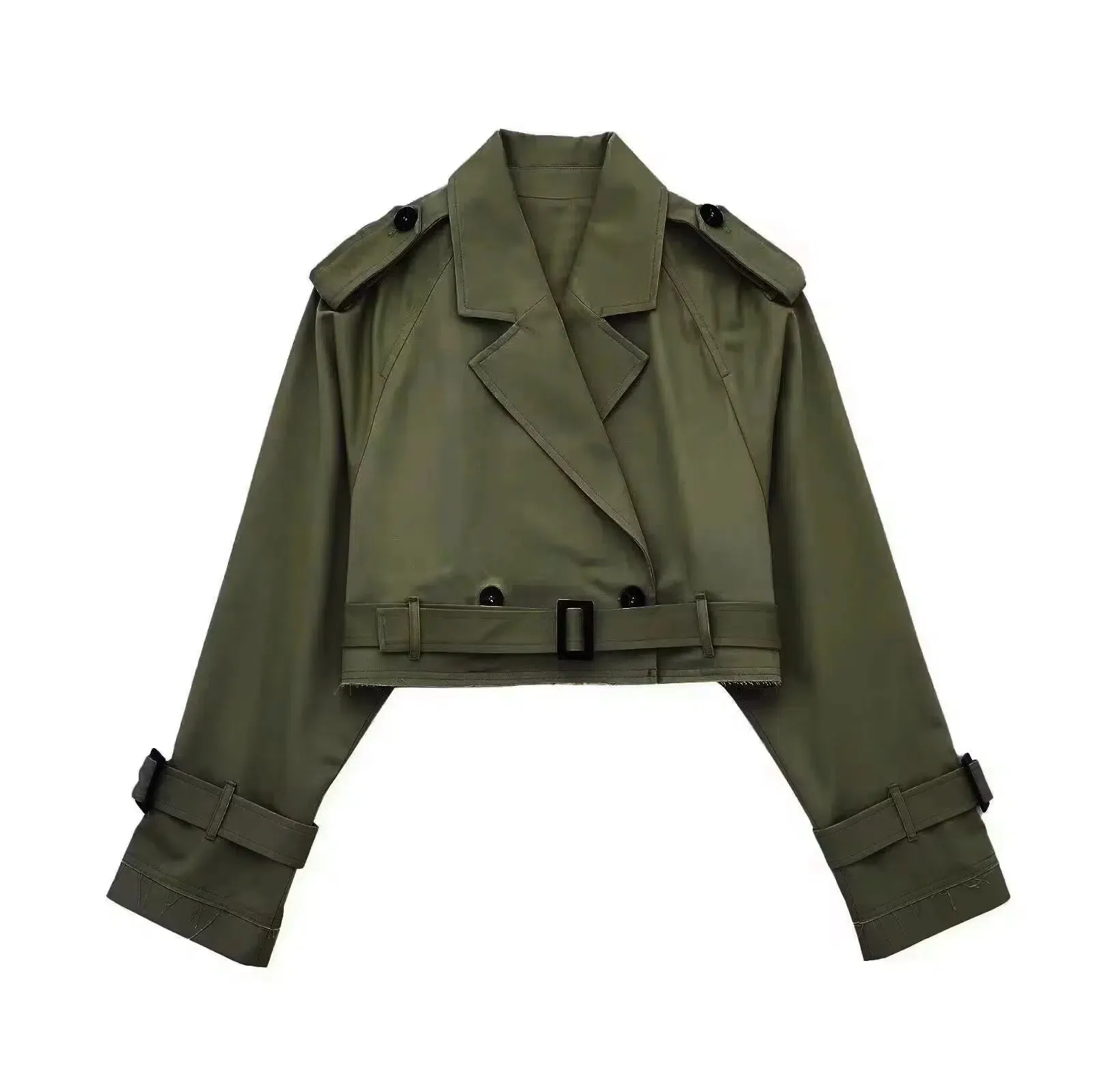 Cropped Double-Breasted Trench Coat