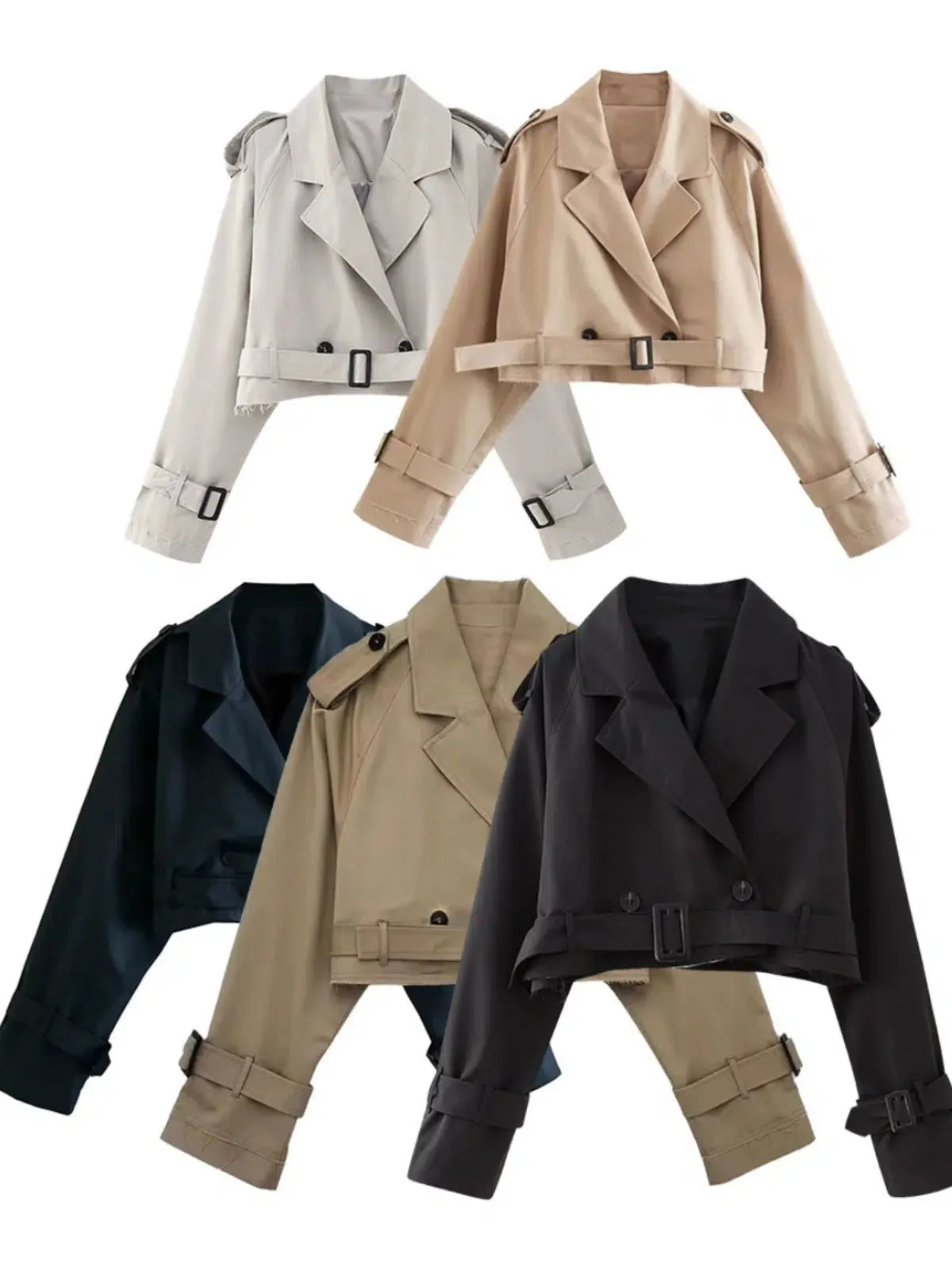 Cropped Double-Breasted Trench Coat