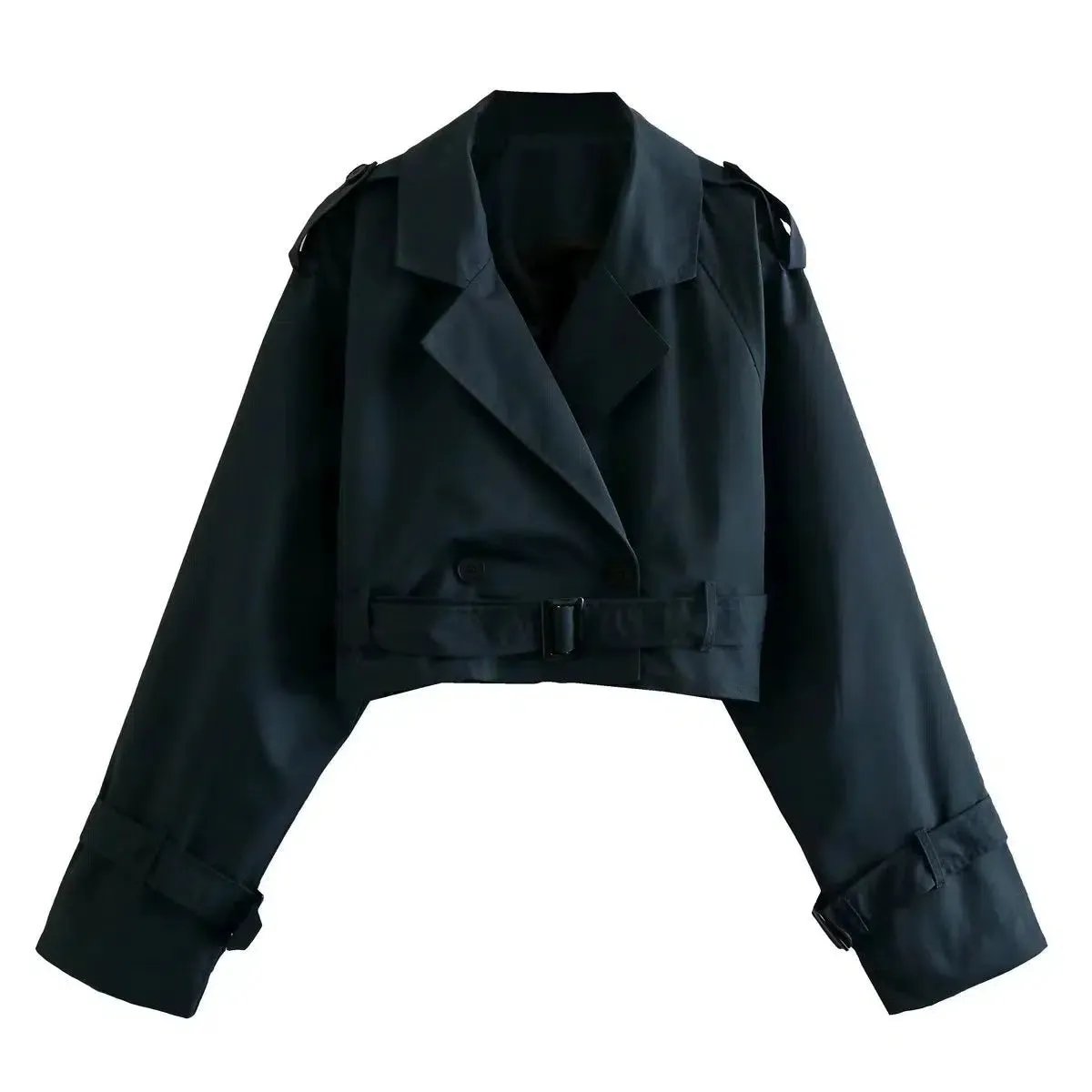 Cropped Double-Breasted Trench Coat