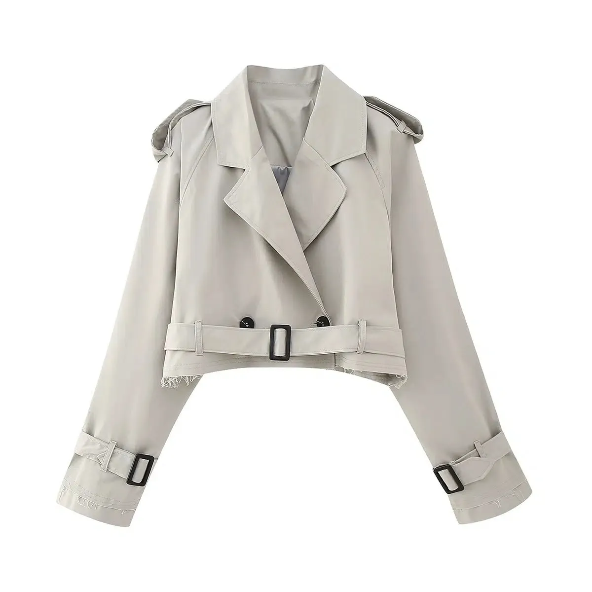 Cropped Double-Breasted Trench Coat