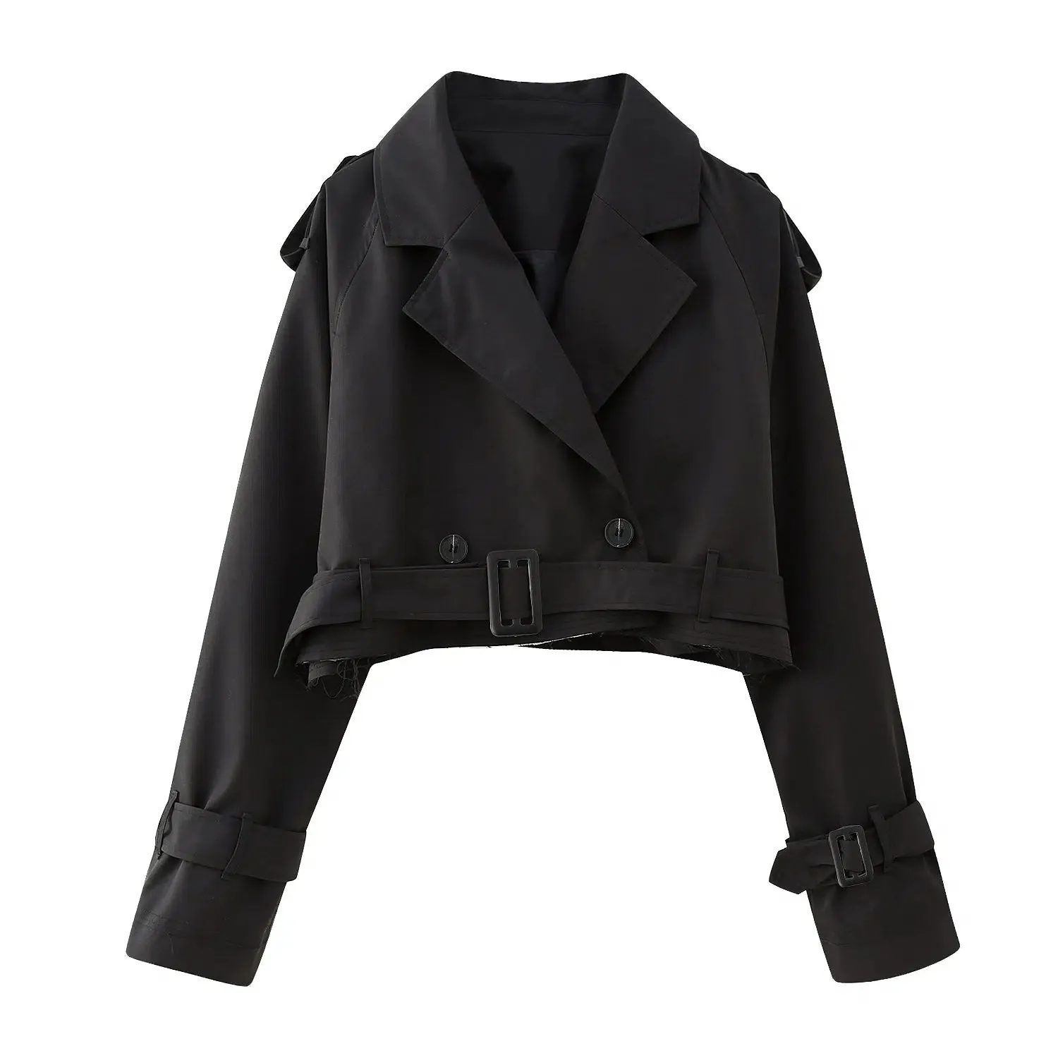 Cropped Double-Breasted Trench Coat