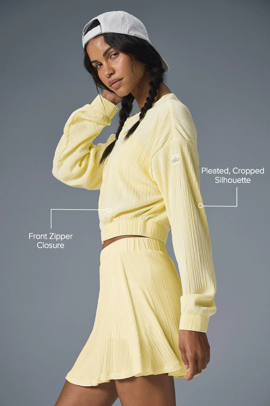 Cropped Micro Plisse Jacket - Lemon Ice