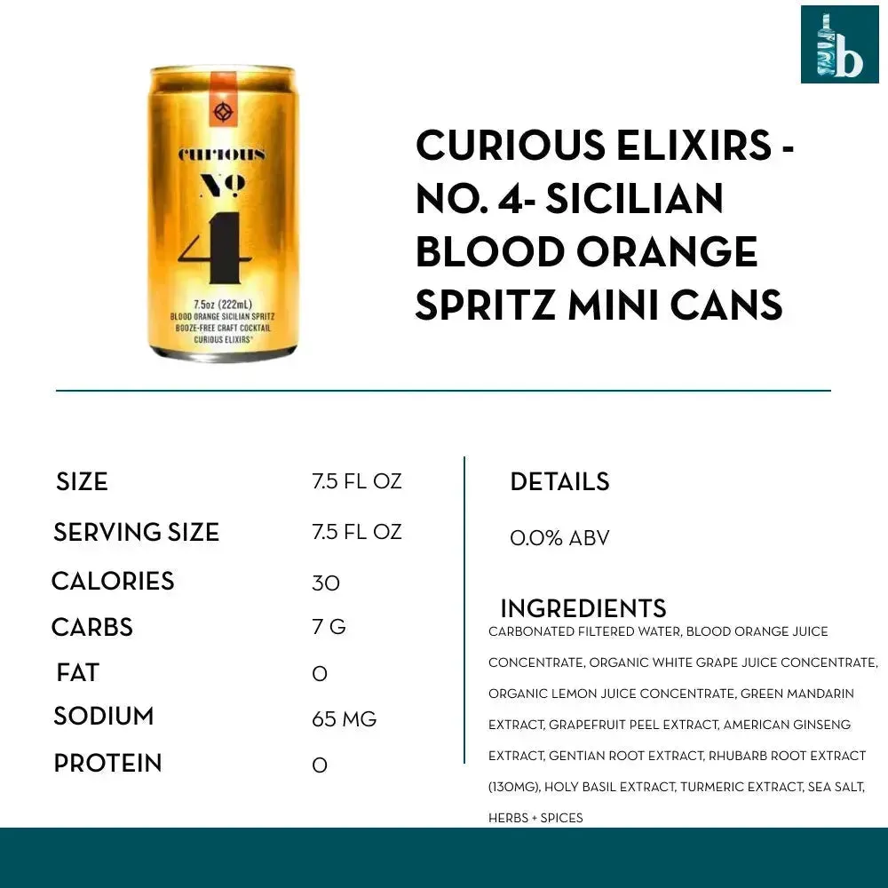 Curious Elixirs - No. 4 Alcohol-Free Sicilian Blood Orange Spritz Mini Cans