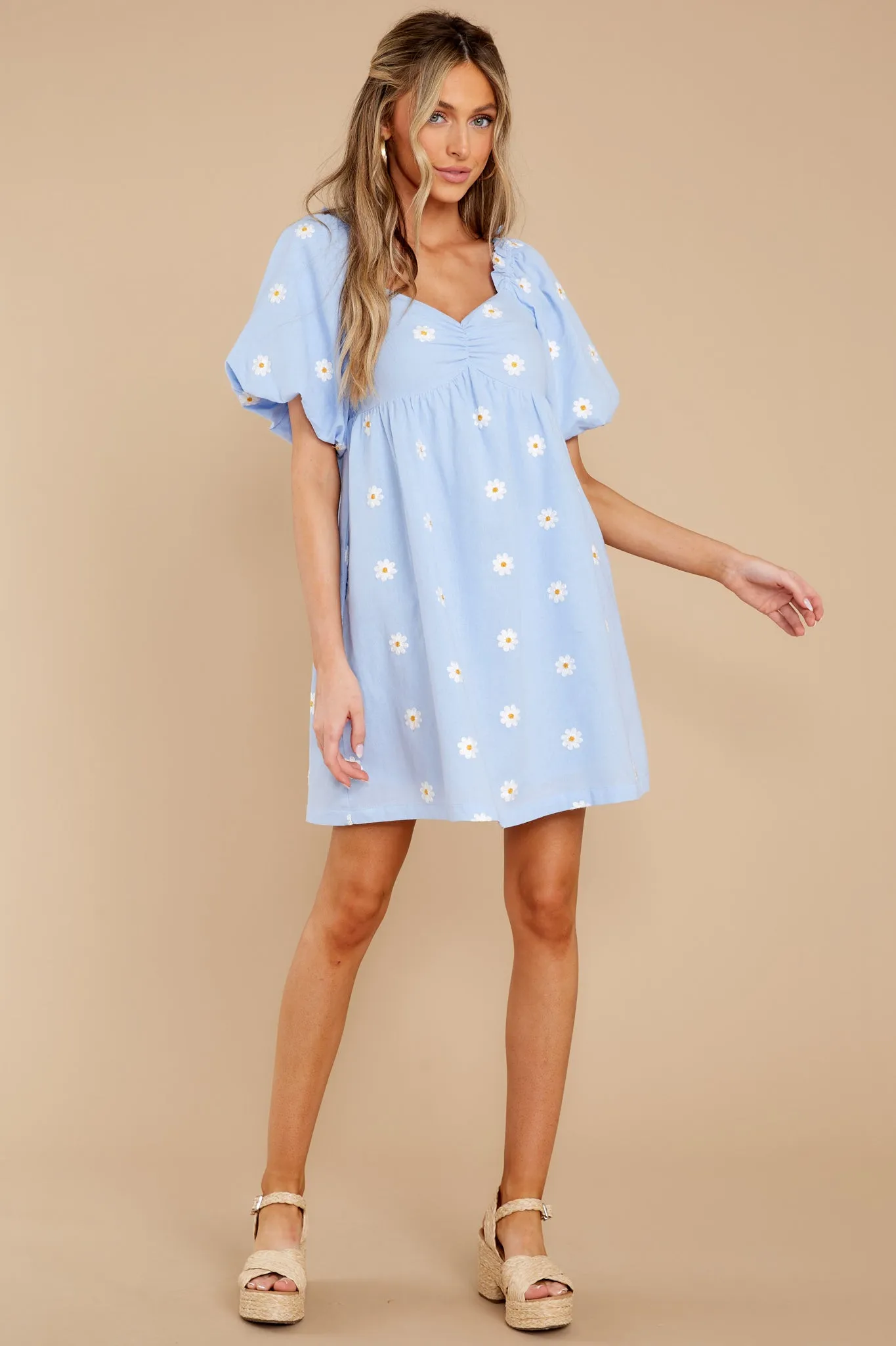 Darling Dances Light Blue Floral Print Dress