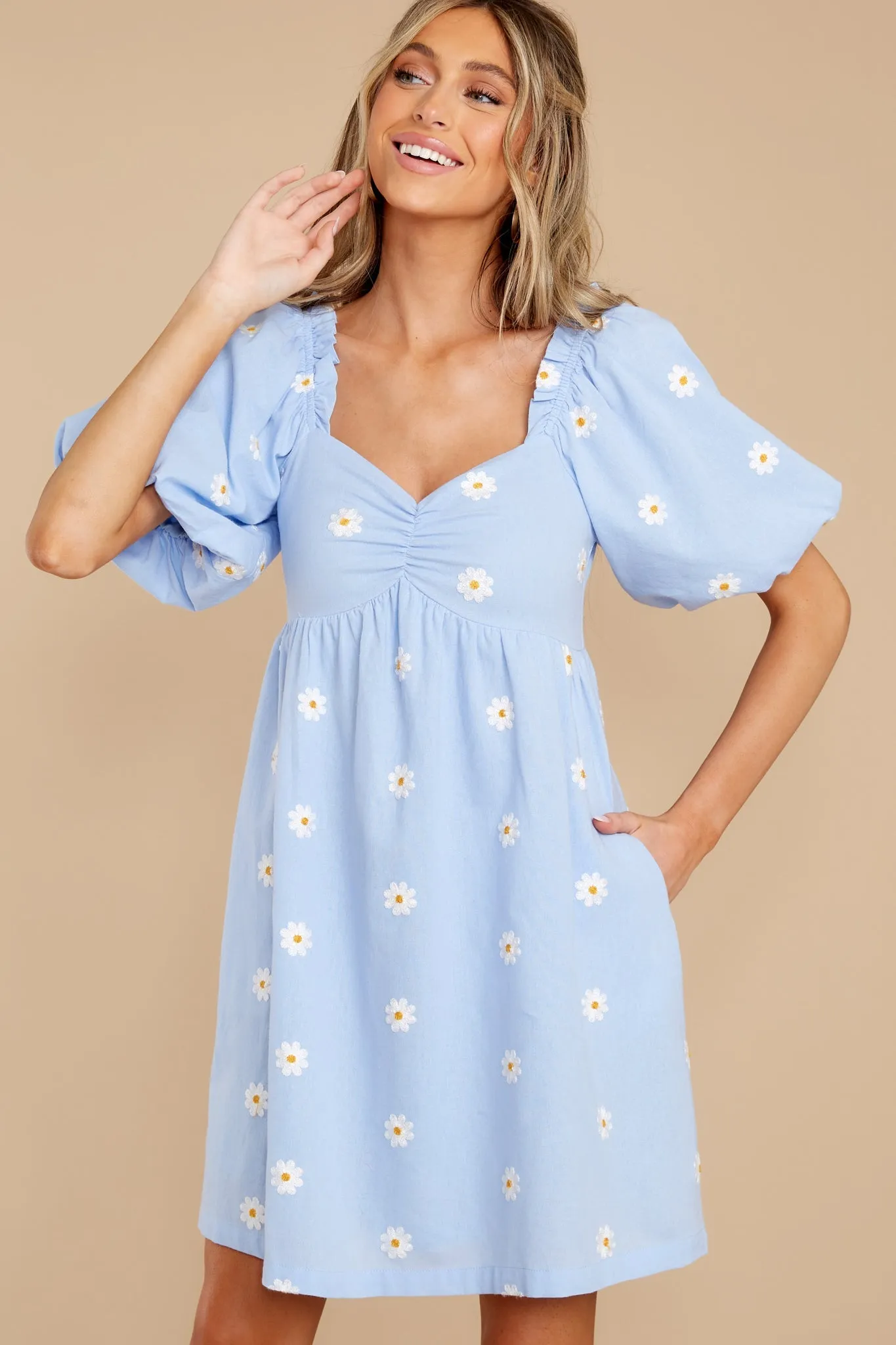 Darling Dances Light Blue Floral Print Dress