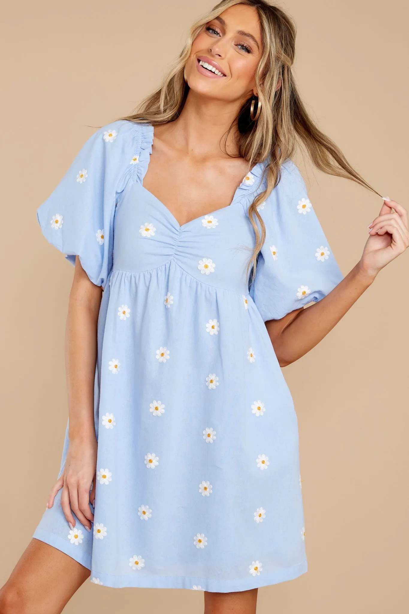 Darling Dances Light Blue Floral Print Dress