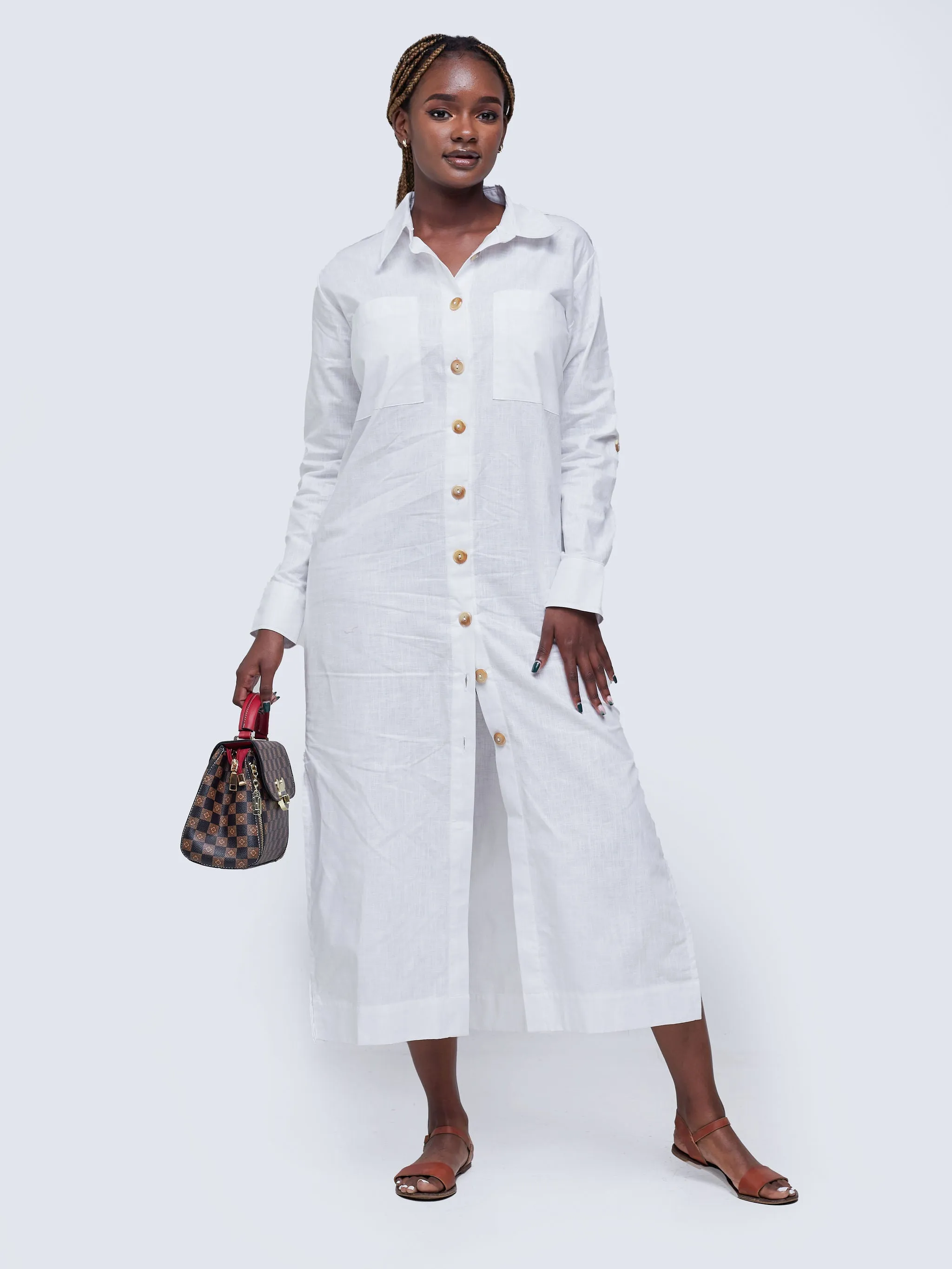 Diani Linen Dress - White