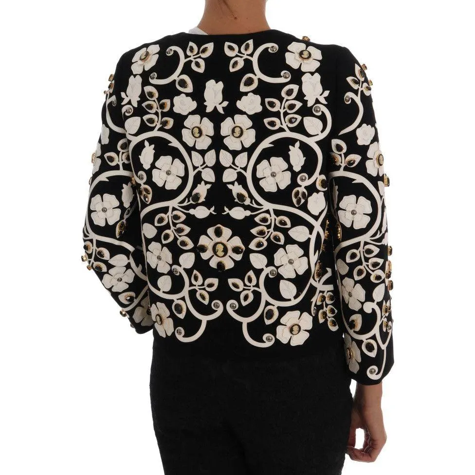 Dolce & Gabbana Floral Embroidered Crystal Wool Coat Jacket