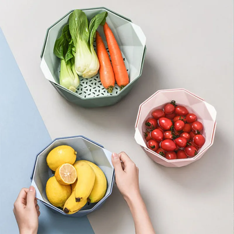 Double-Layer Vegetable Sink Plastic Drain Basket