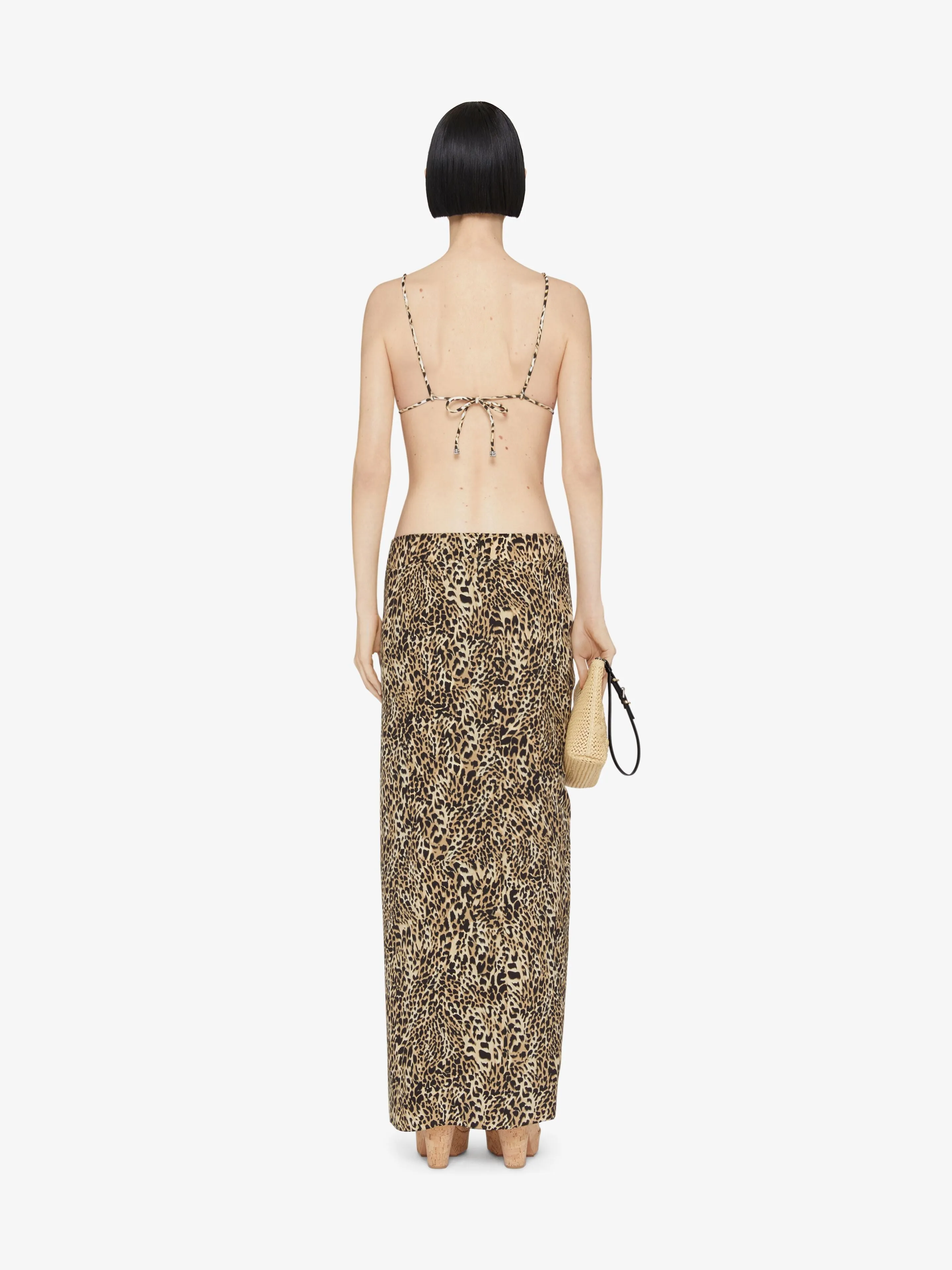 Draped Skirt In Silk With Leopard Print