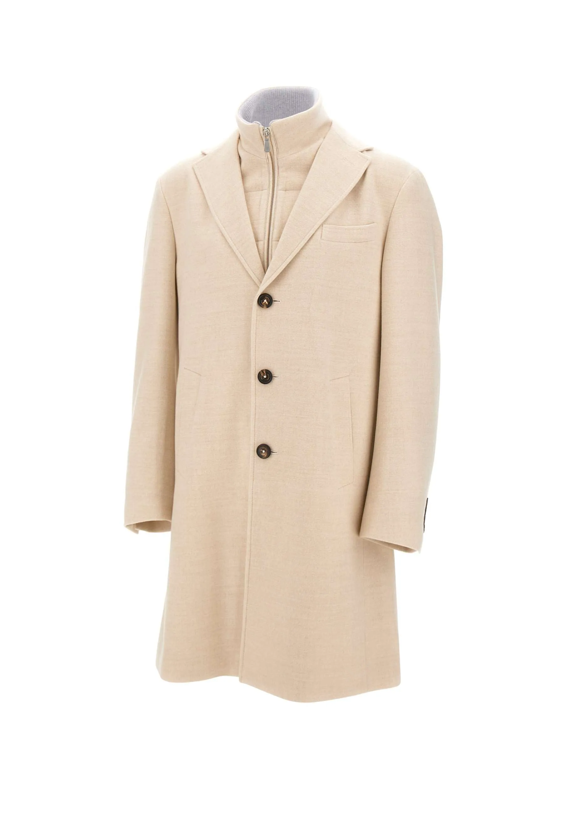 Ecru Wool Single-Breasted Coat