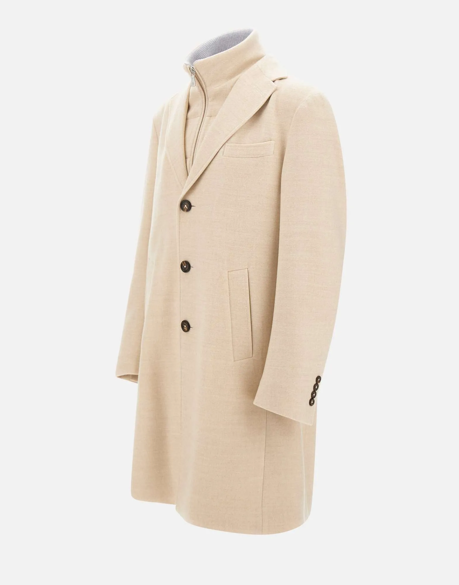 Ecru Wool Single-Breasted Coat