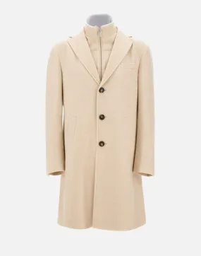 Ecru Wool Single-Breasted Coat