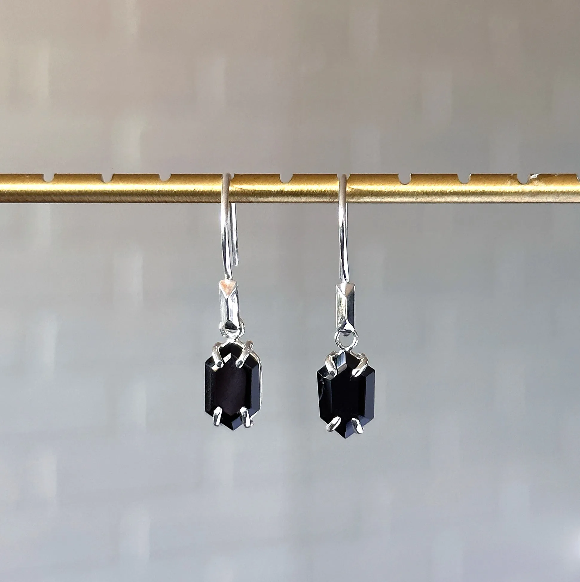 Eloise Black Garnet Earrings in Silver