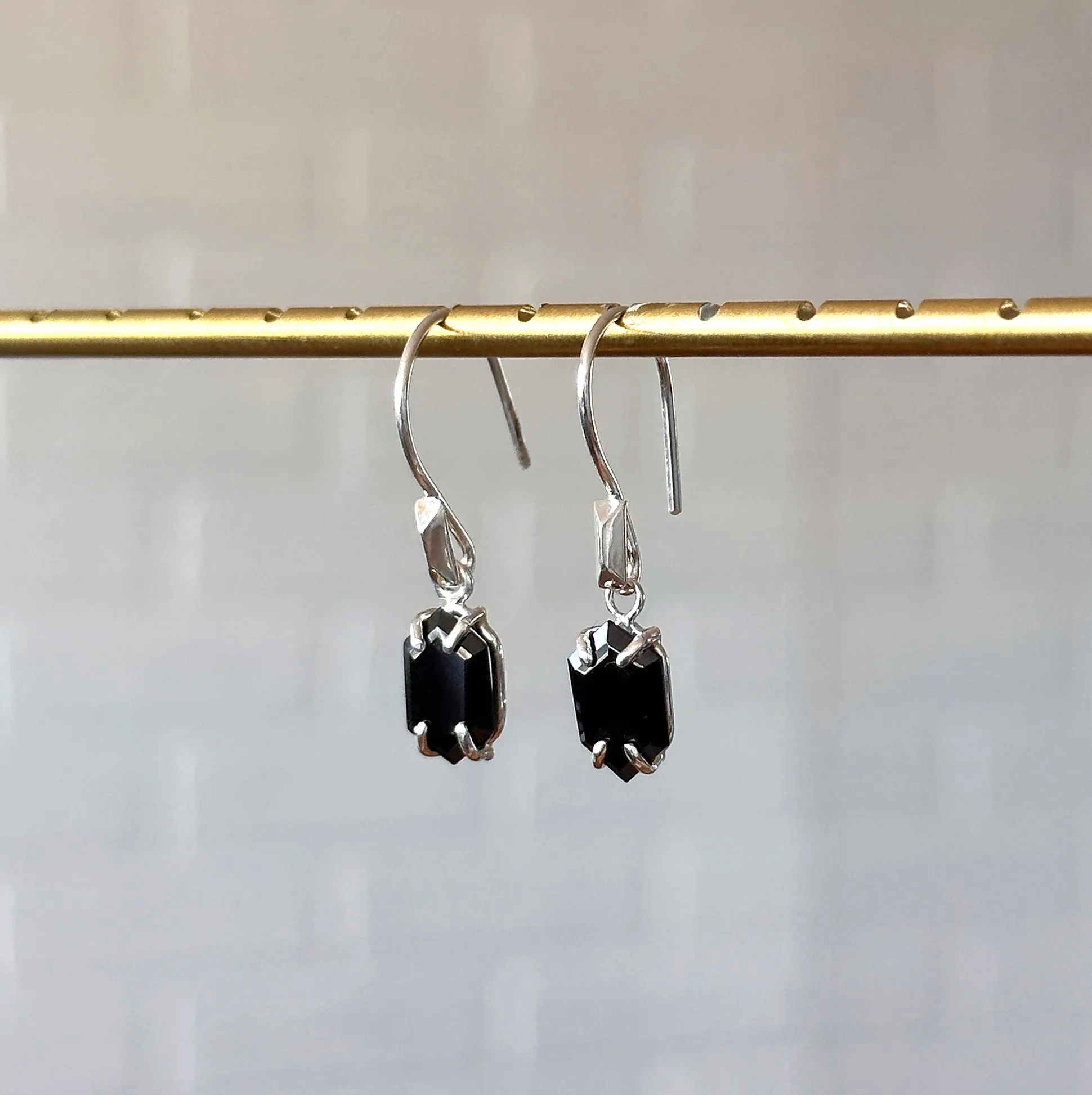 Eloise Black Garnet Earrings in Silver