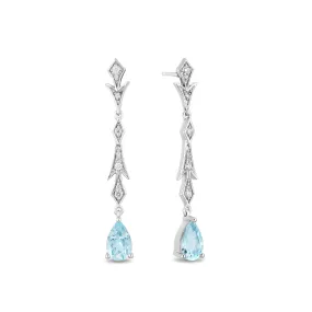 Elsa Chandalier Earrings with 1/5 cttw diamond and Aquamarine Briolletes