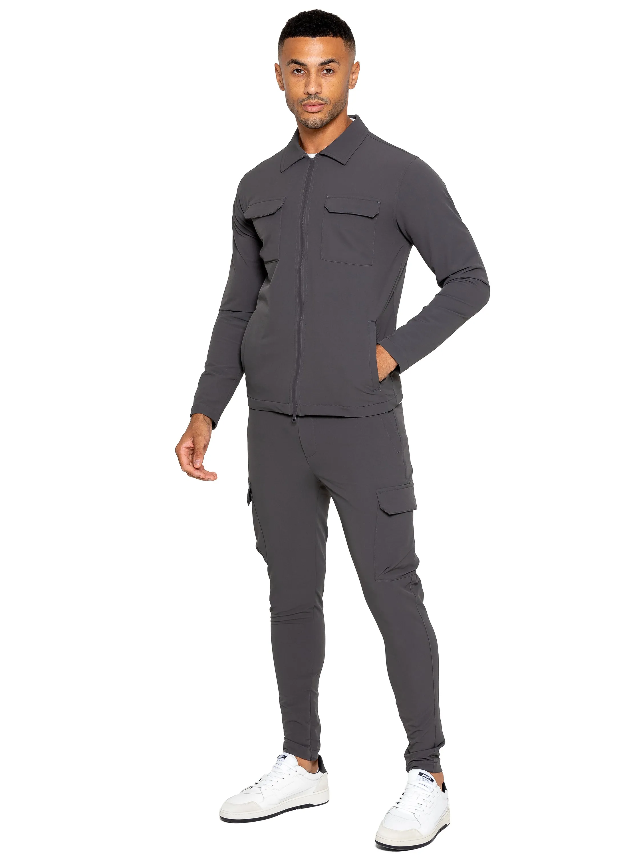 Enzo | Mens Cargo Shacket Tracksuit Set