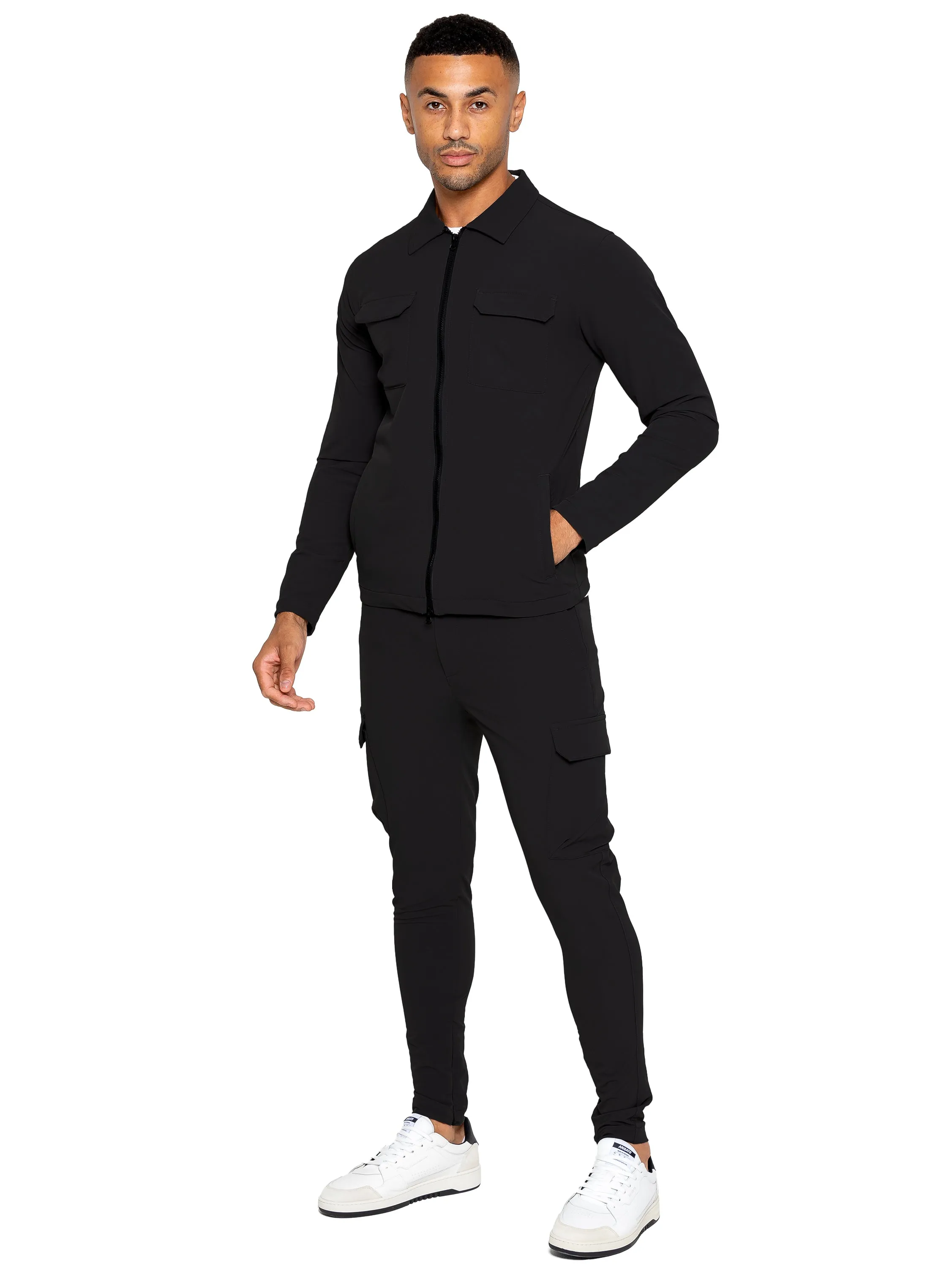 Enzo | Mens Cargo Shacket Tracksuit Set