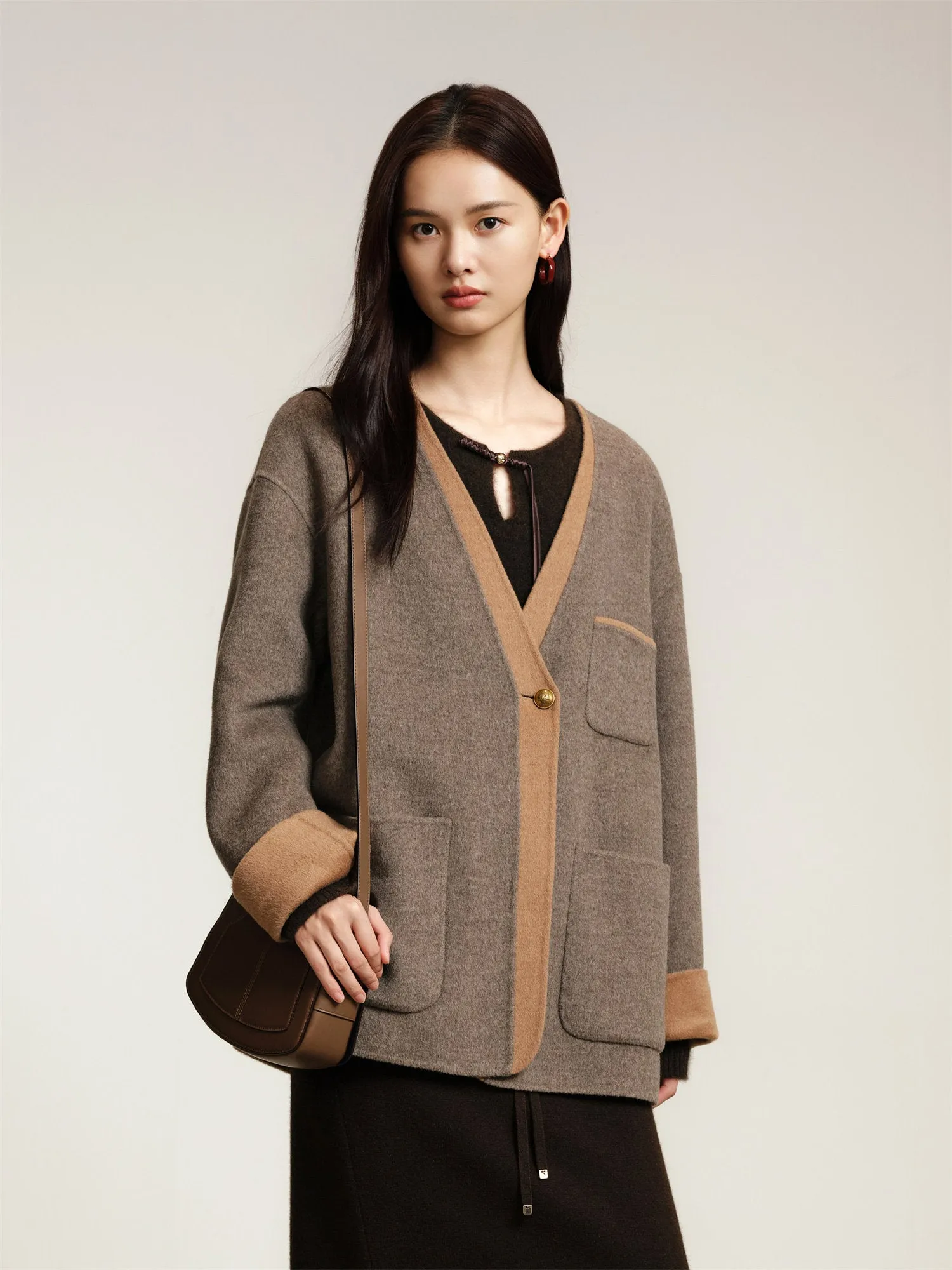 EP YAYING Yak Wool Cashmere Double-Sided Wool Coat