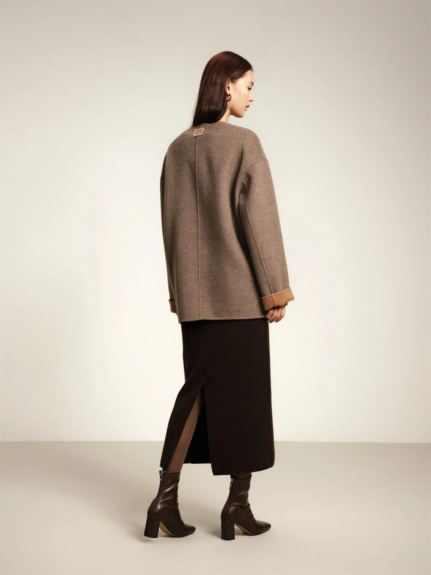 EP YAYING Yak Wool Cashmere Double-Sided Wool Coat