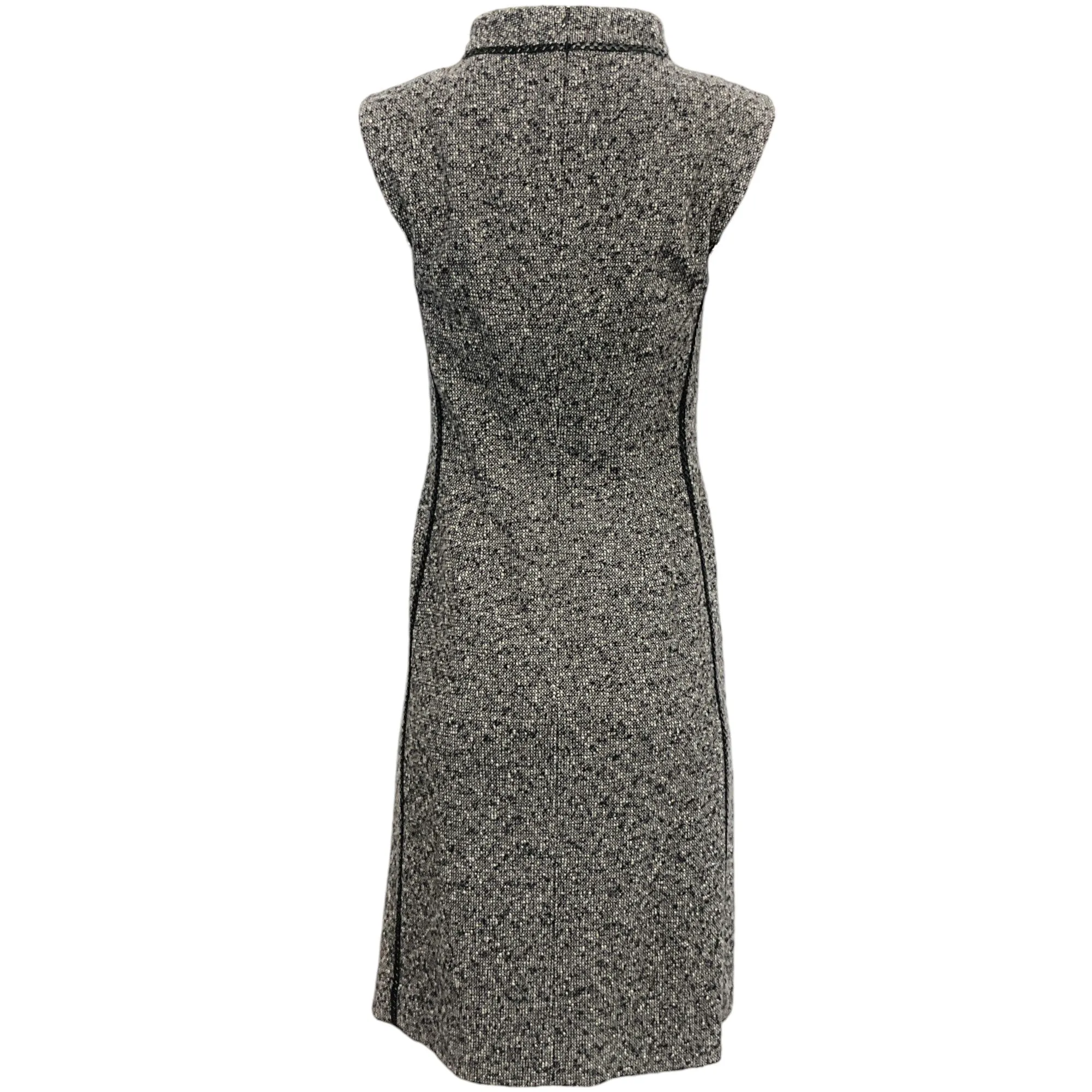 Escada Black / White Tweed Dress with Leather Trim