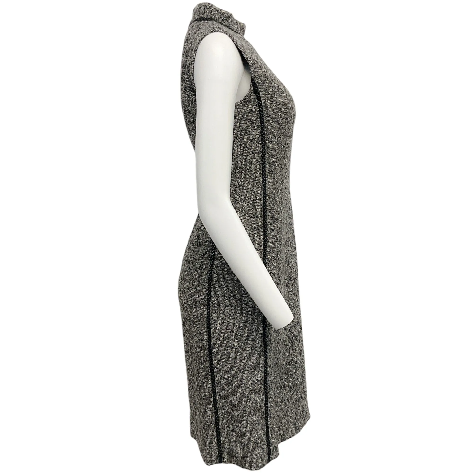 Escada Black / White Tweed Dress with Leather Trim