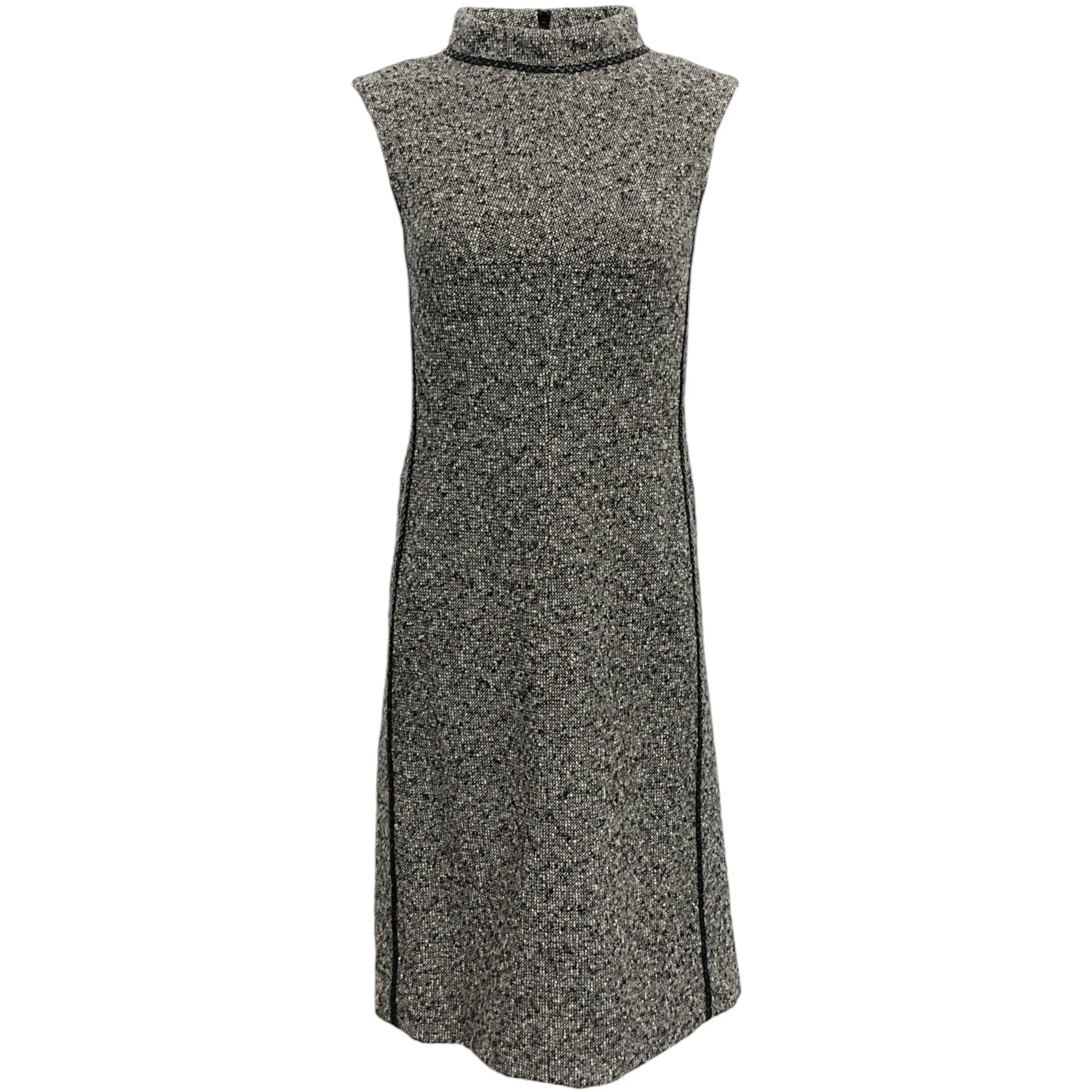 Escada Black / White Tweed Dress with Leather Trim