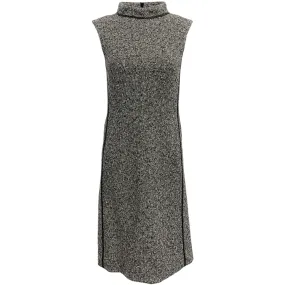 Escada Black / White Tweed Dress with Leather Trim