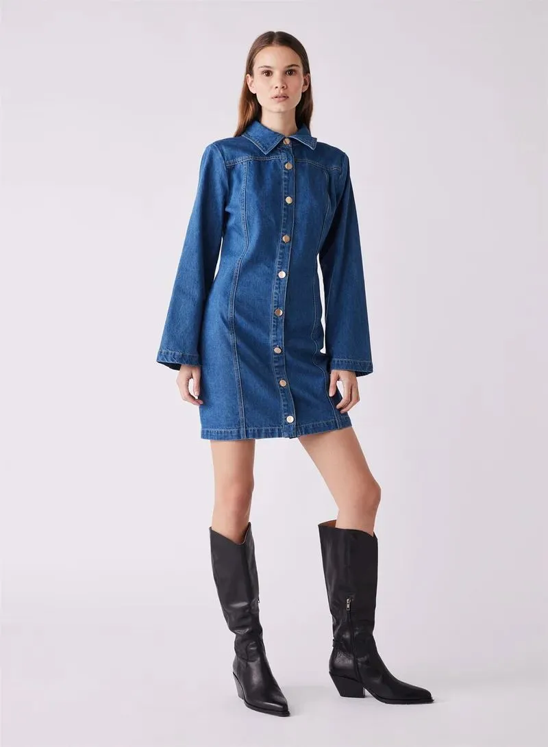 Esmaee Unhidden Denim Dress - Blue Denim