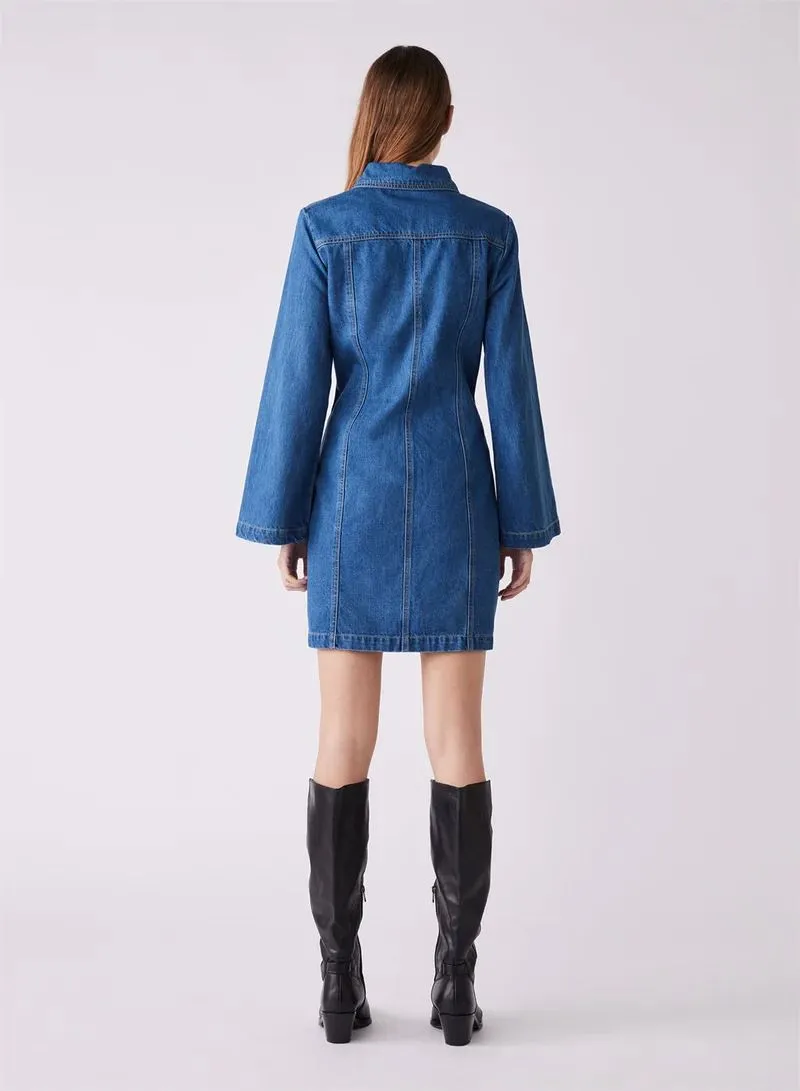 Esmaee Unhidden Denim Dress - Blue Denim