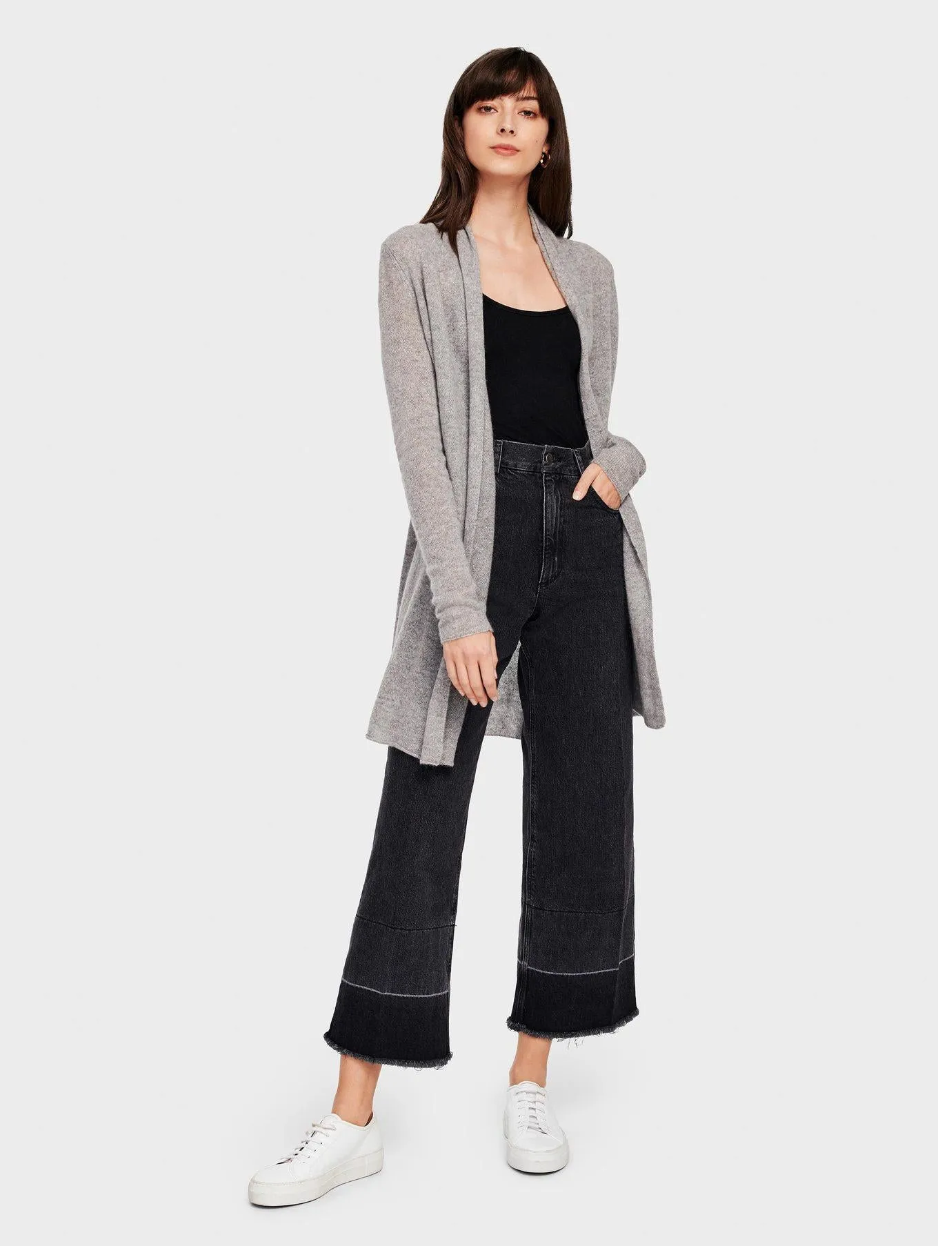 Essentials Cashmere Trapeze Cardigan (Misty Grey)