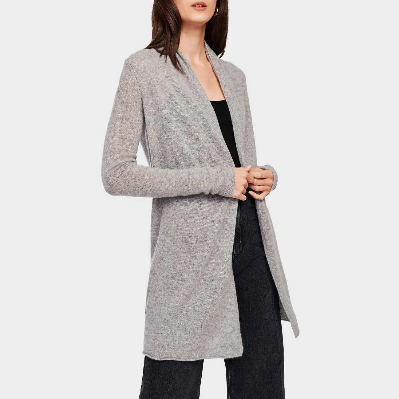 Essentials Cashmere Trapeze Cardigan (Misty Grey)