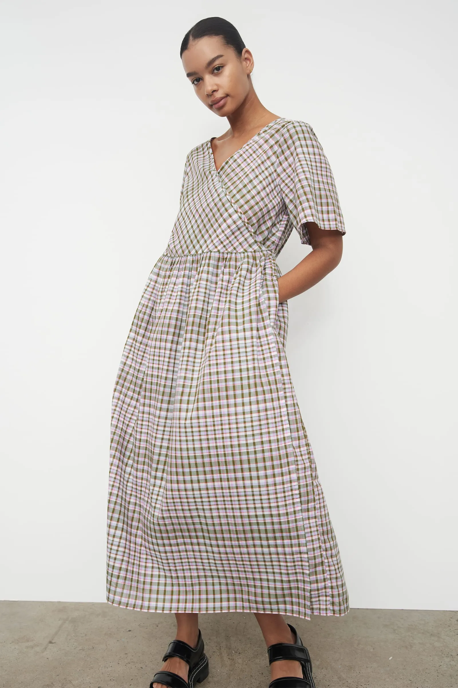 Eve Wrap Dress - Optic Check