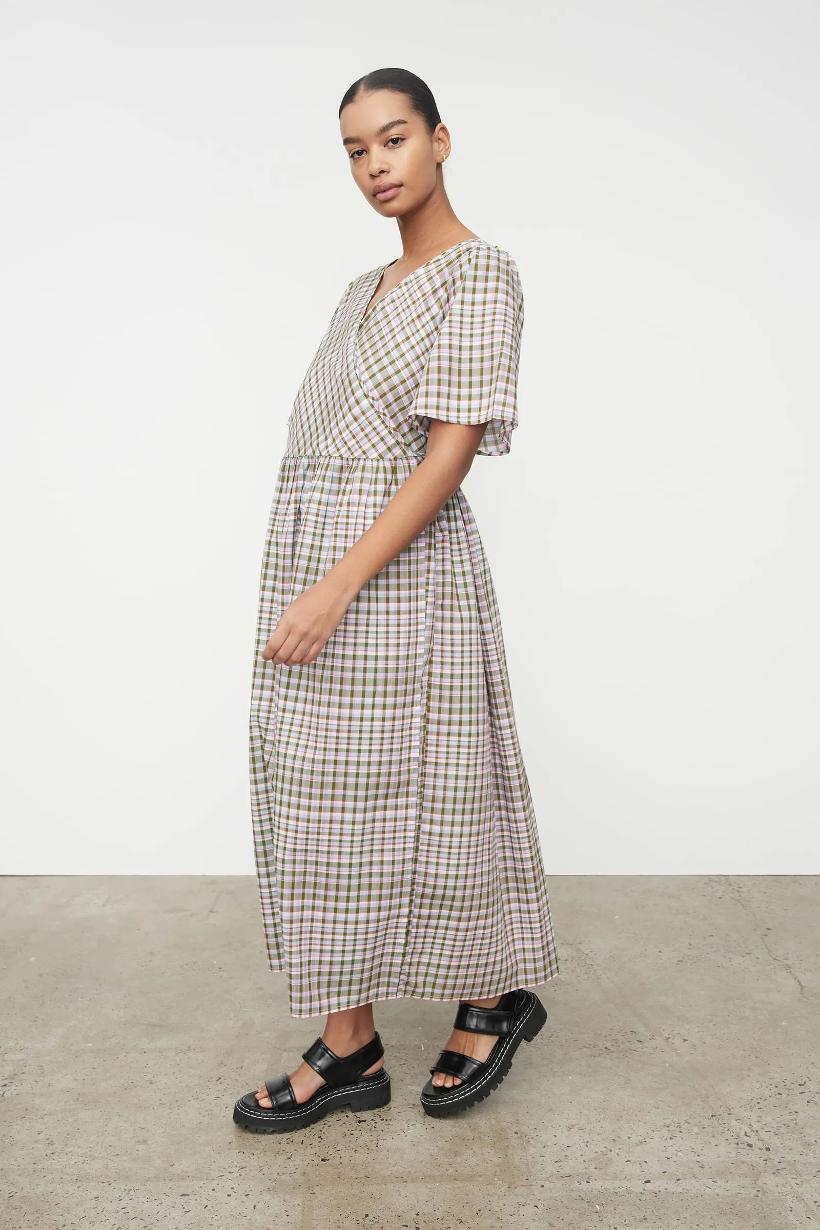 Eve Wrap Dress - Optic Check