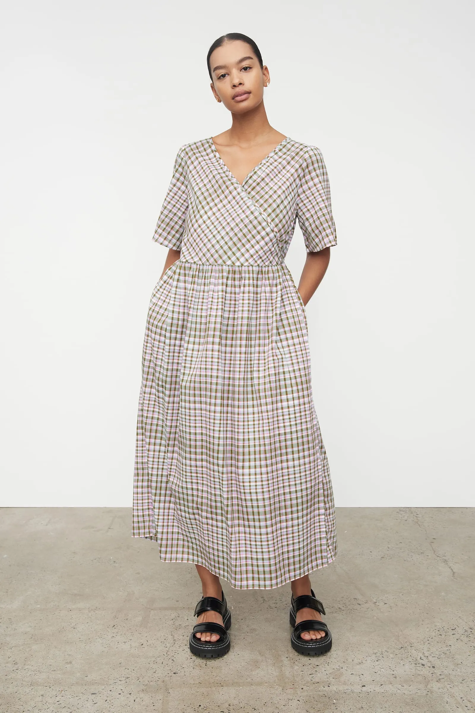 Eve Wrap Dress - Optic Check