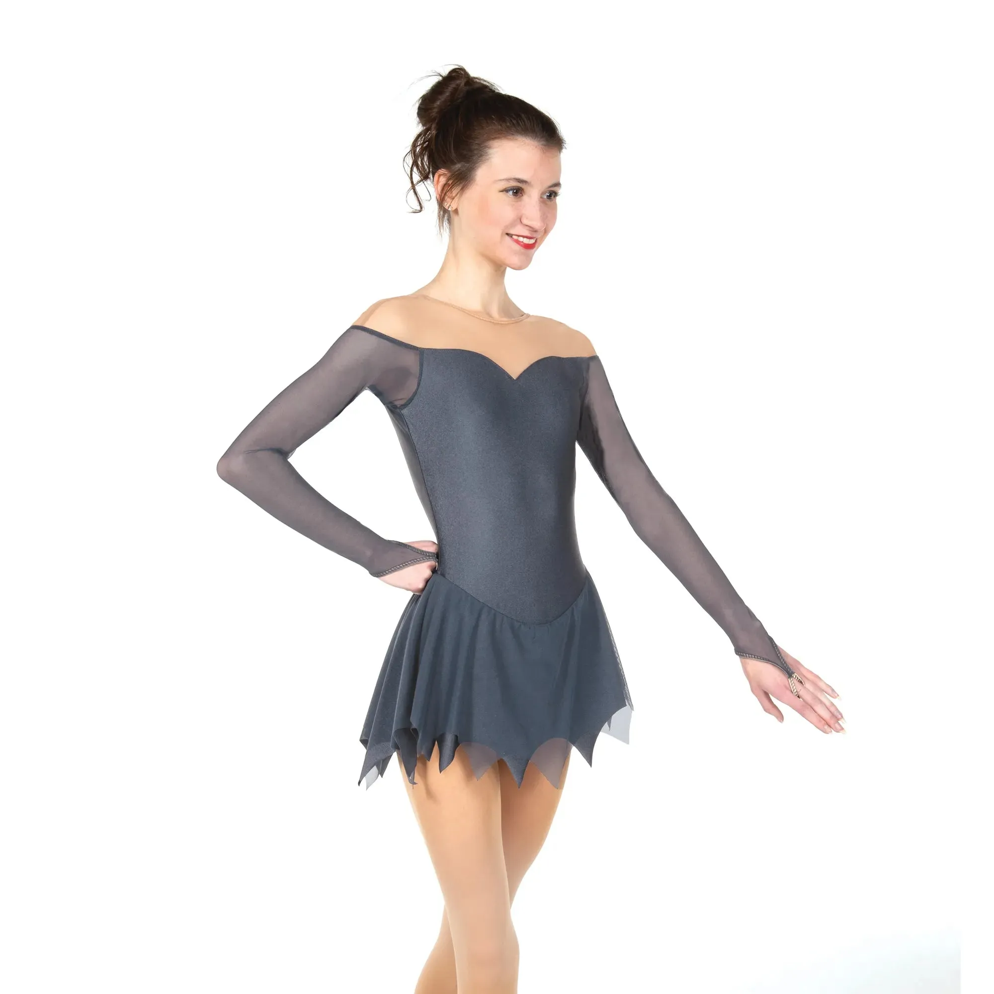 F23023P Competition Figure Skating Icicle Hem Dress PLAIN