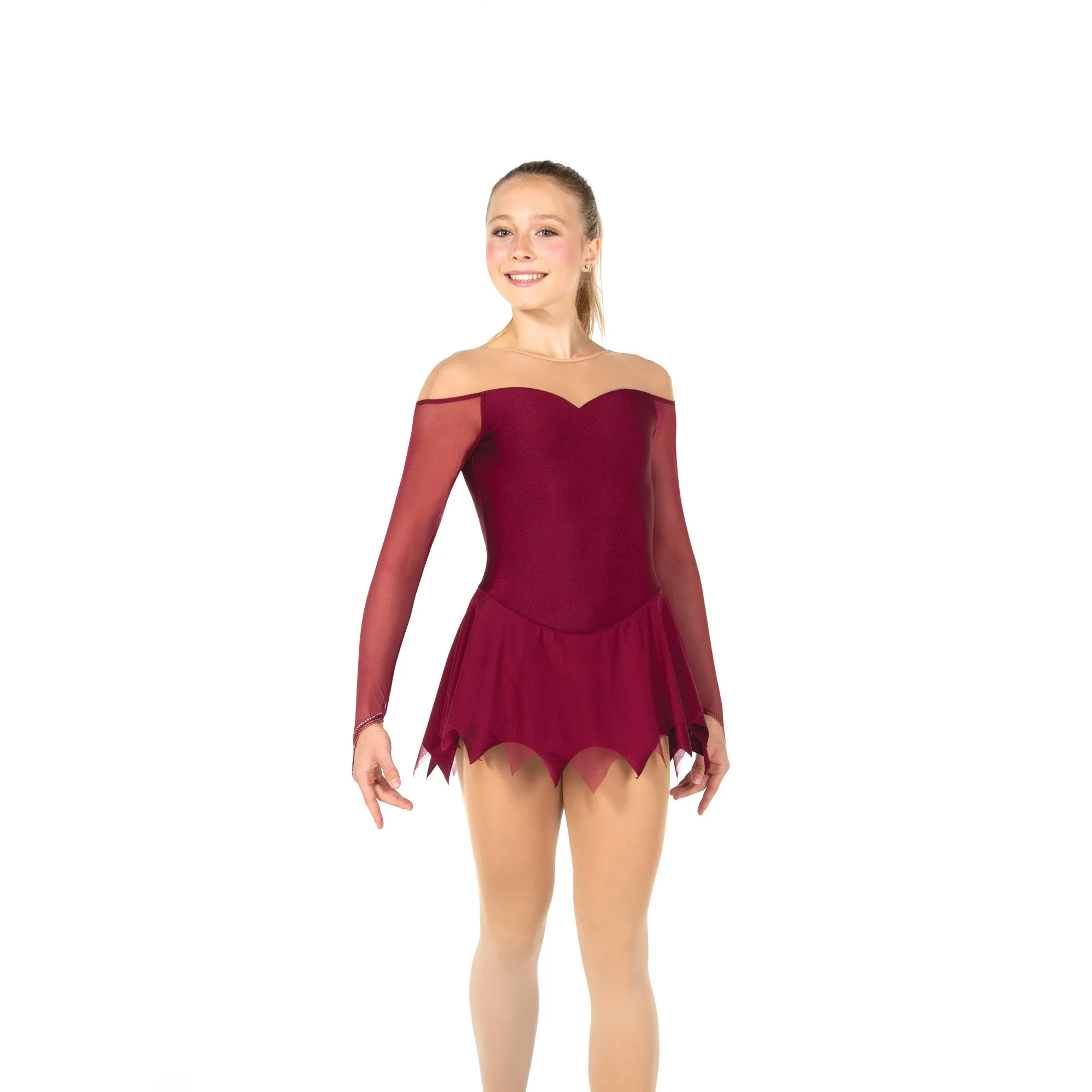 F23023P Competition Figure Skating Icicle Hem Dress PLAIN