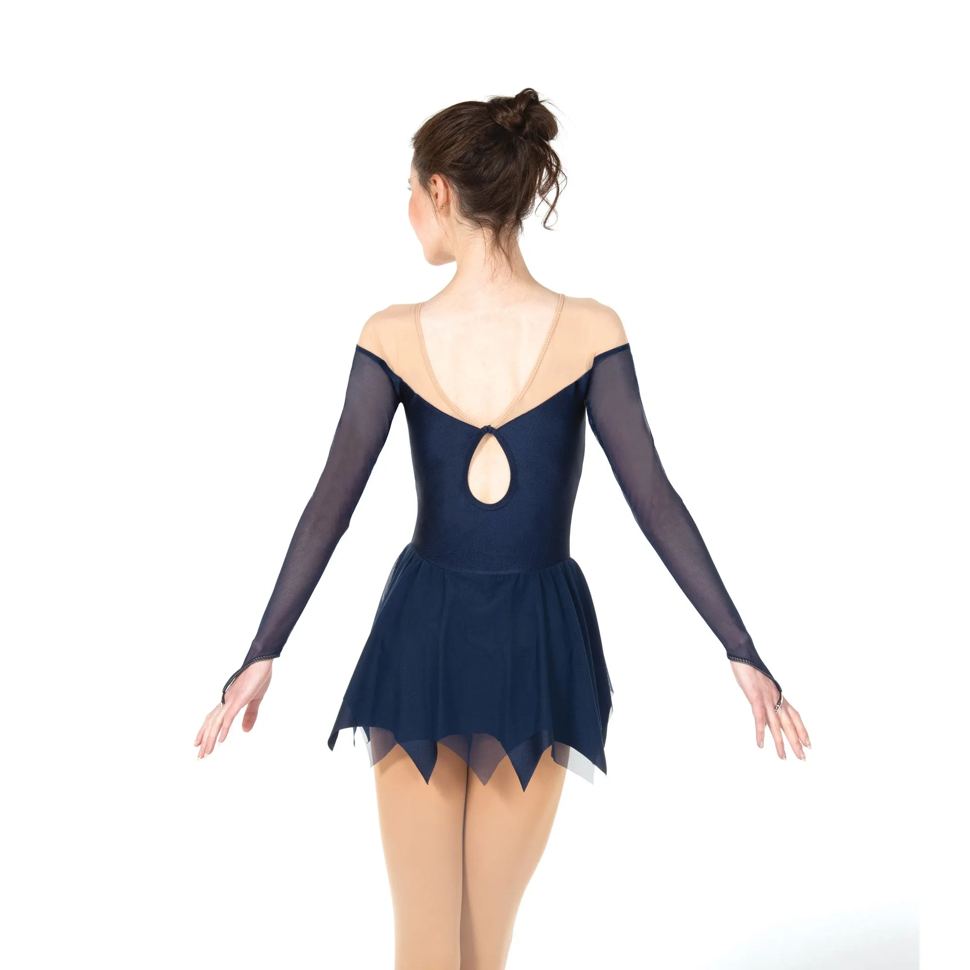 F23023P Competition Figure Skating Icicle Hem Dress PLAIN