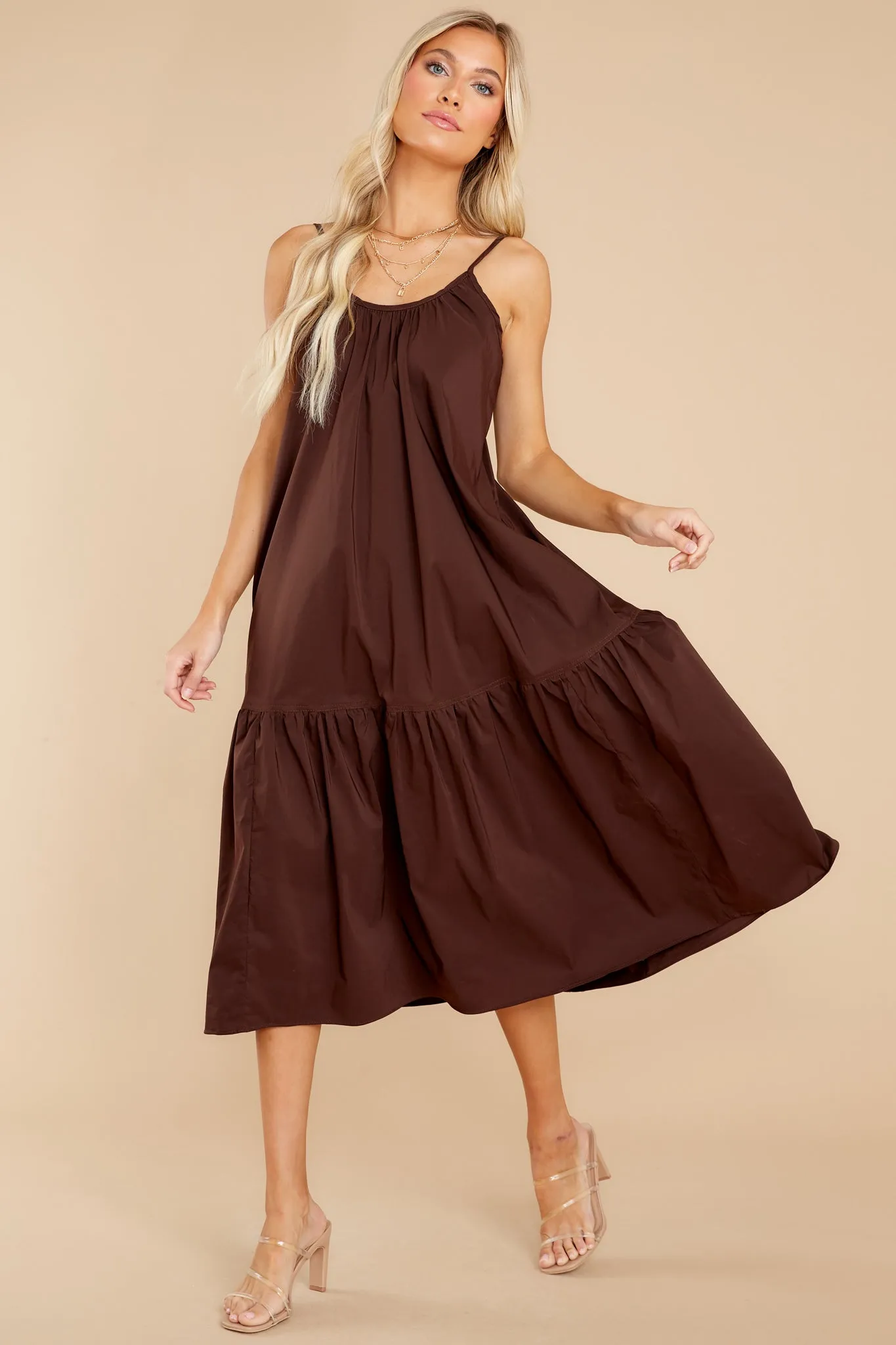 Fields Of Joy Chocolate Midi Dress