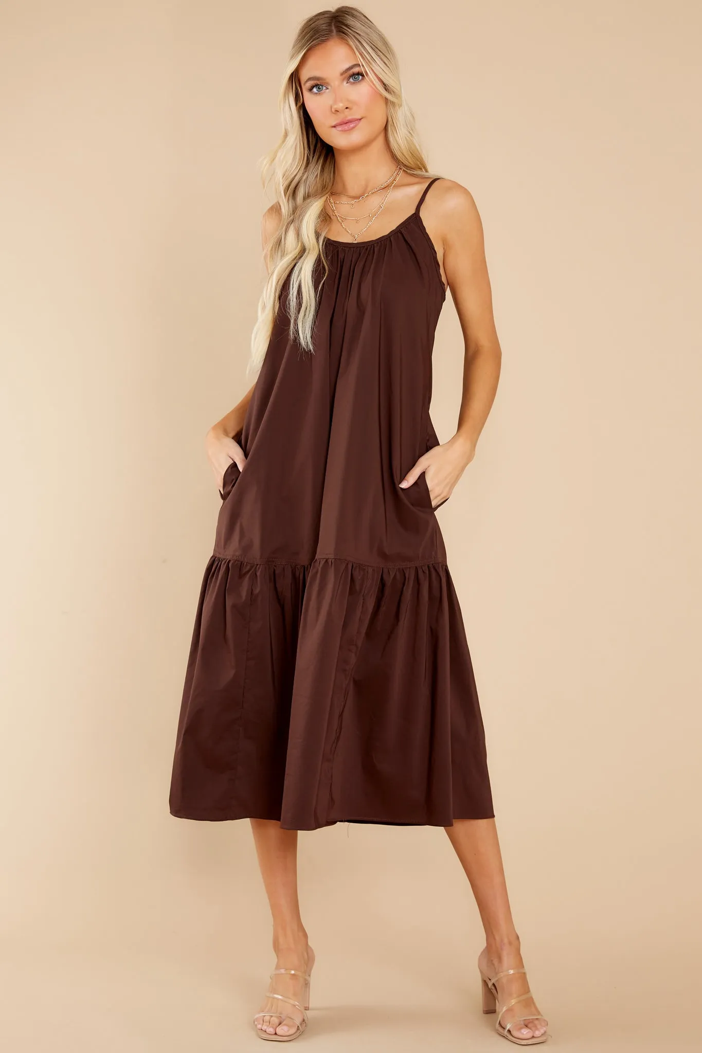 Fields Of Joy Chocolate Midi Dress