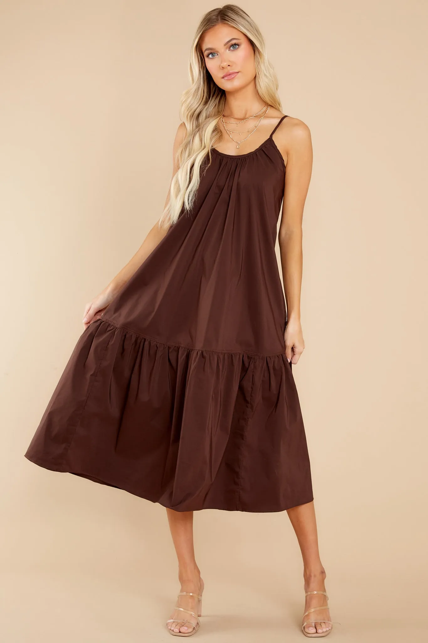 Fields Of Joy Chocolate Midi Dress