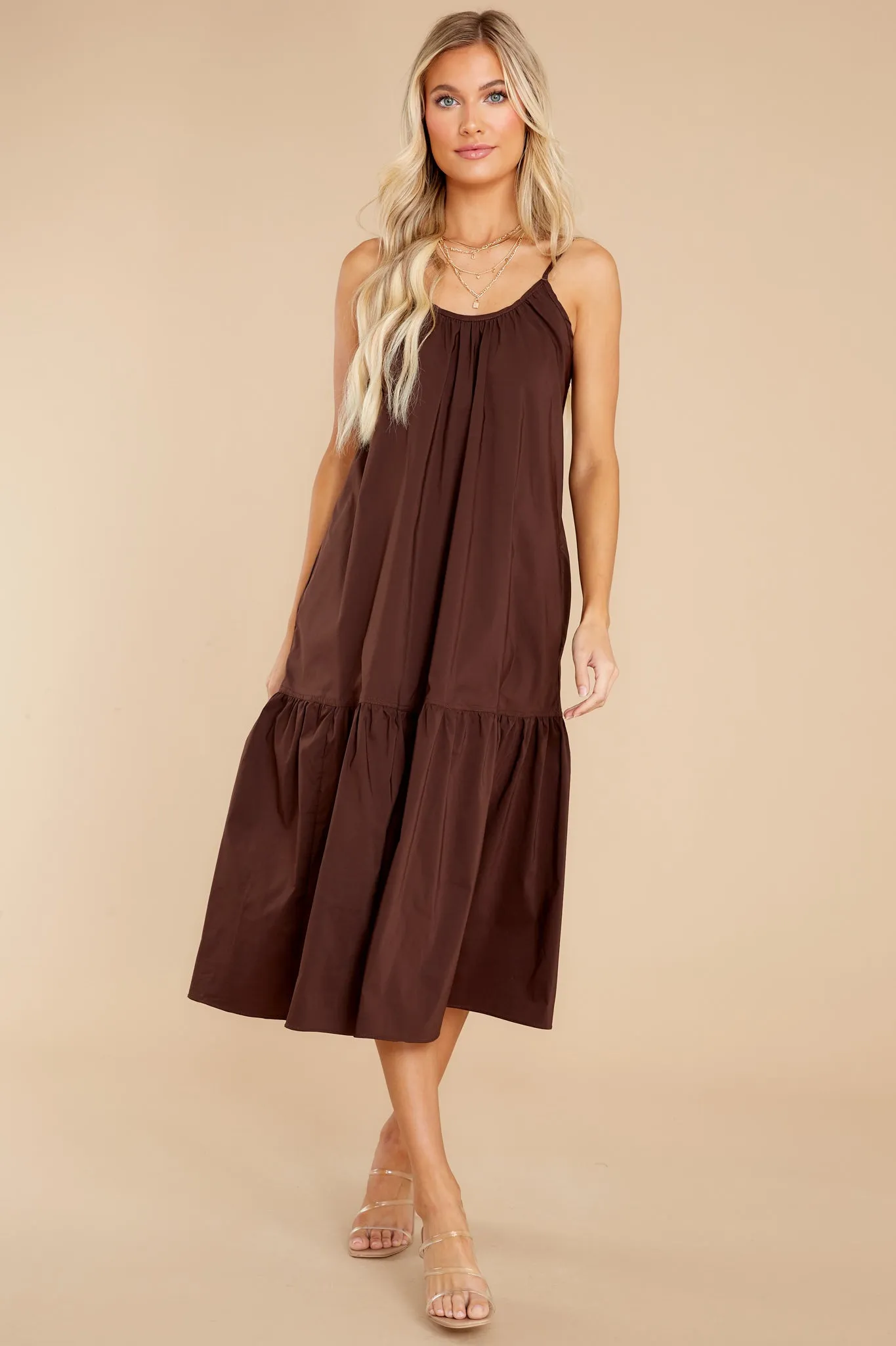 Fields Of Joy Chocolate Midi Dress