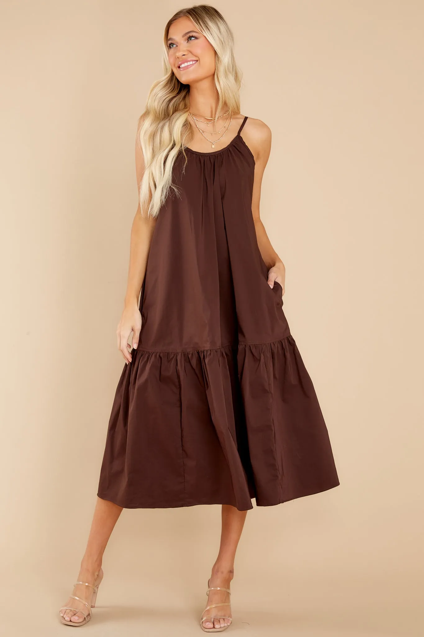 Fields Of Joy Chocolate Midi Dress